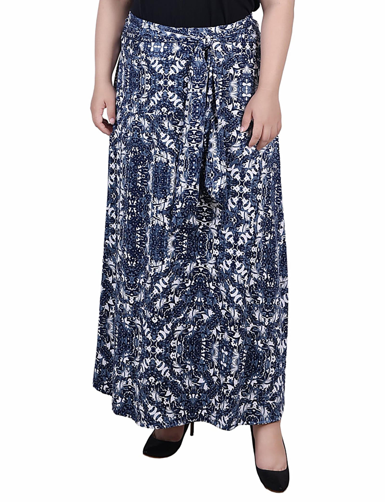 Plus Size Maxi Skirt with Sash Waist Tie