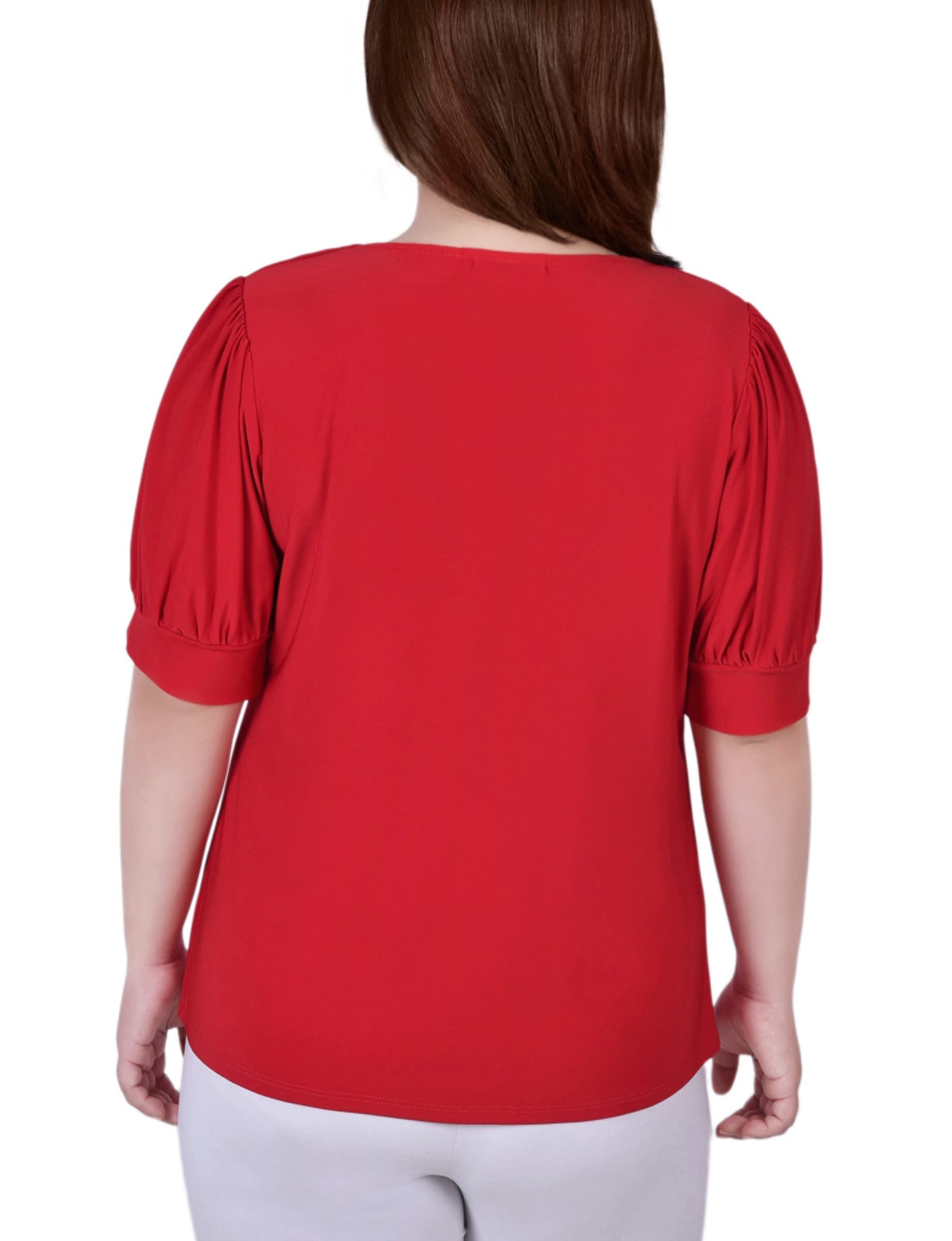 Plus Size Short Sleeve Balloon Sleeve Top with Hardware thumbnail 2