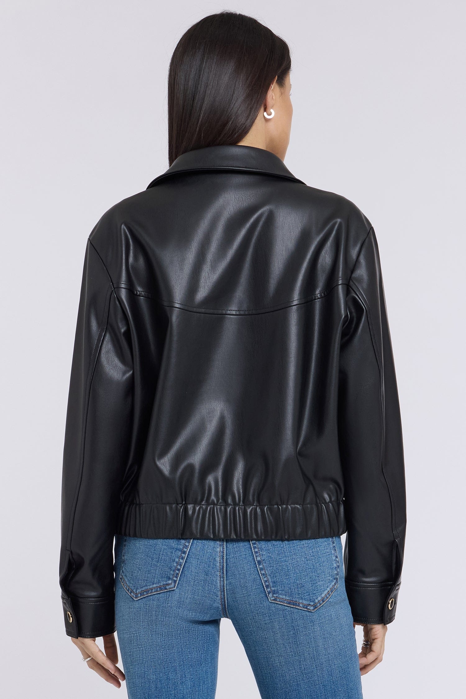 Faux Leather Baseball Jacket thumbnail 7