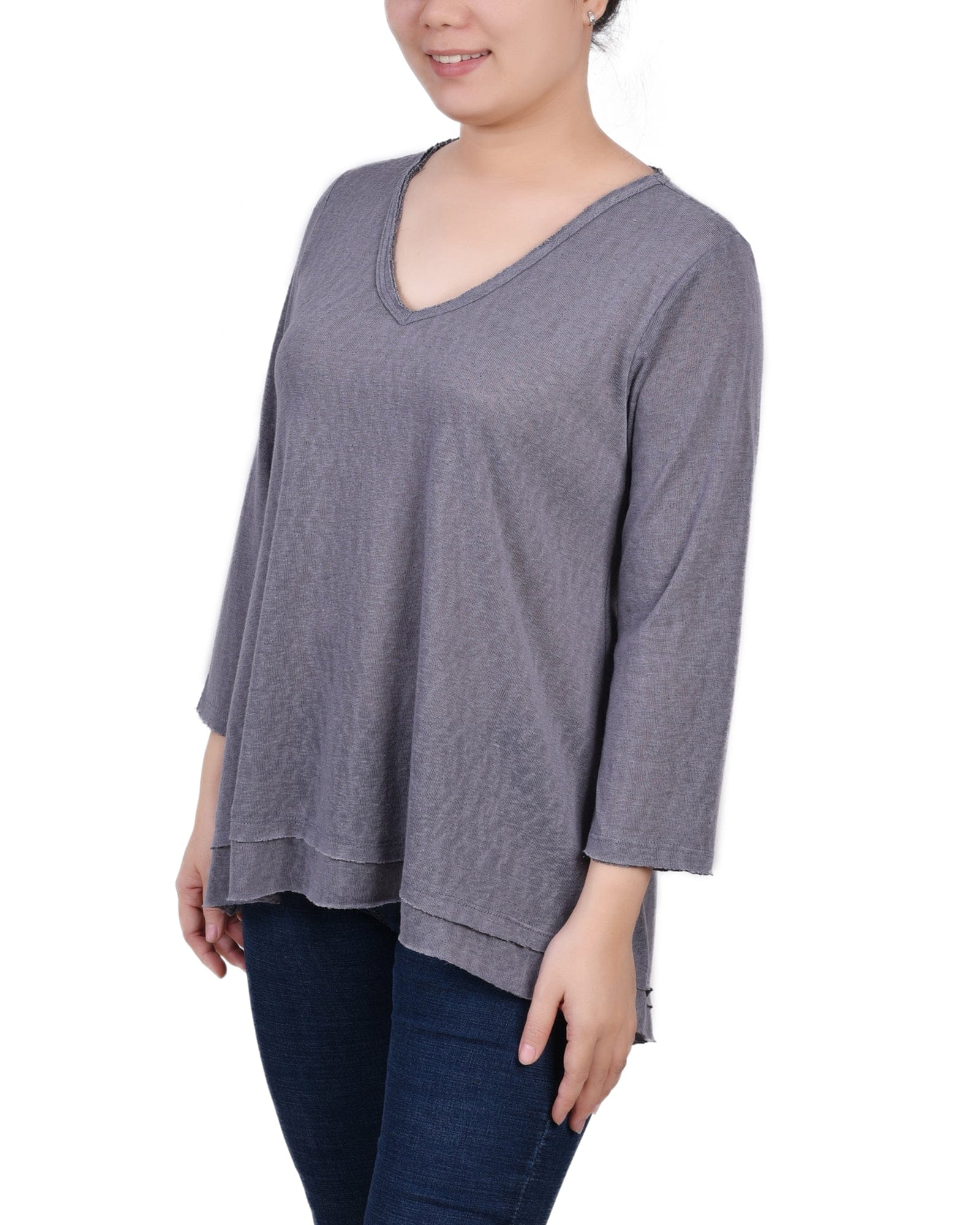 Petite 3/4 Sleeve V-Neck Top thumbnail 2