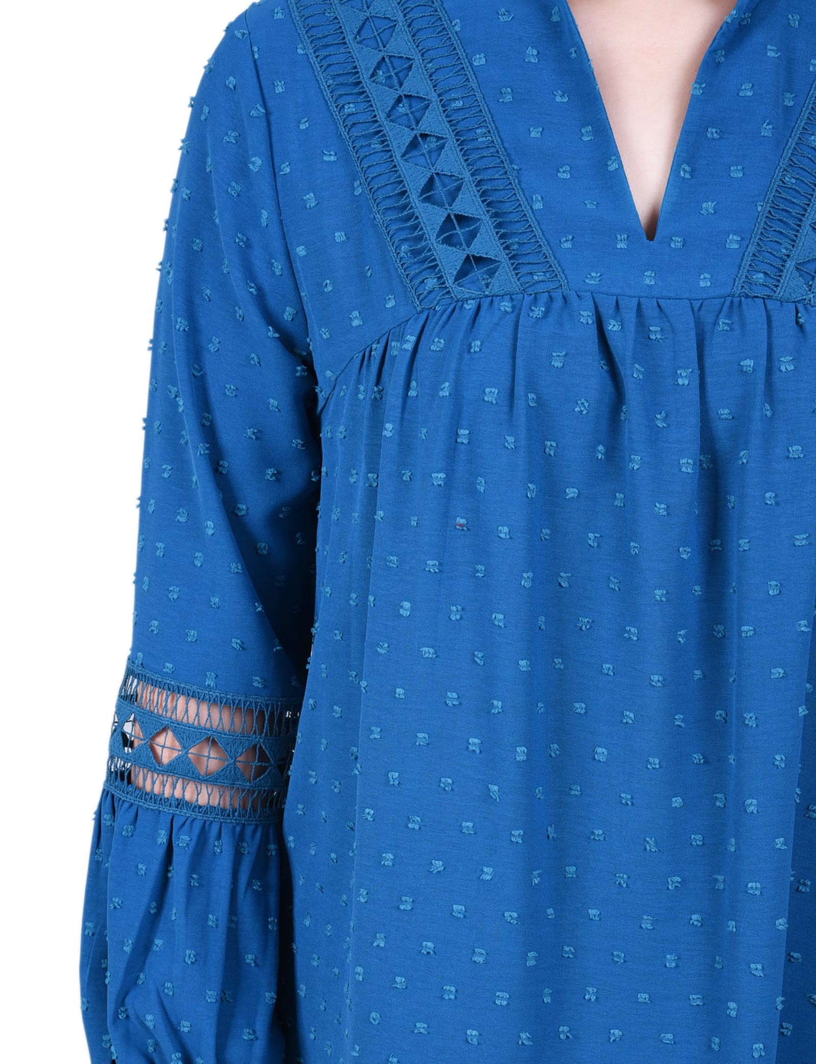 Petite Long Sleeve Blouse with Crochet Trim thumbnail 4