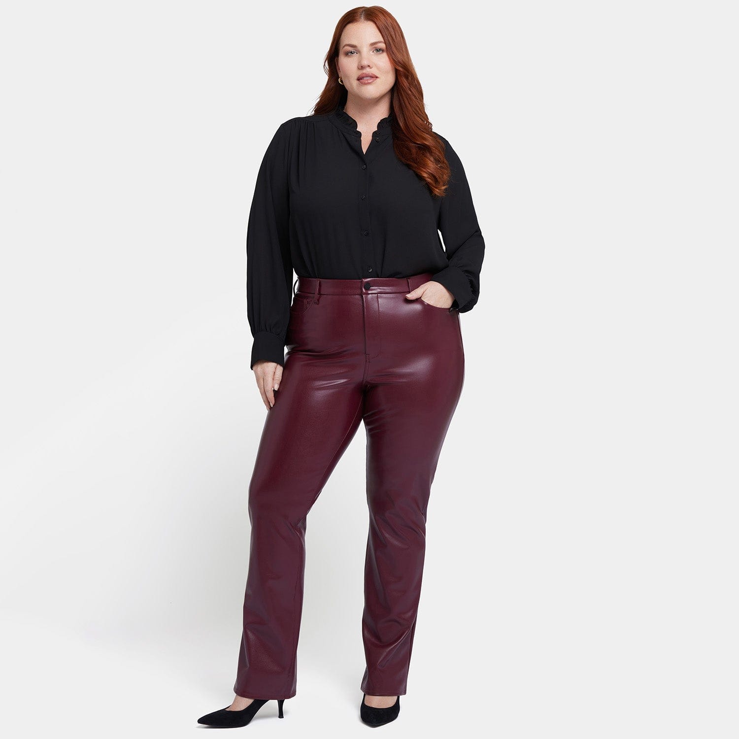 Faux Leather Marilyn Straight Pants in Plus Size thumbnail 7