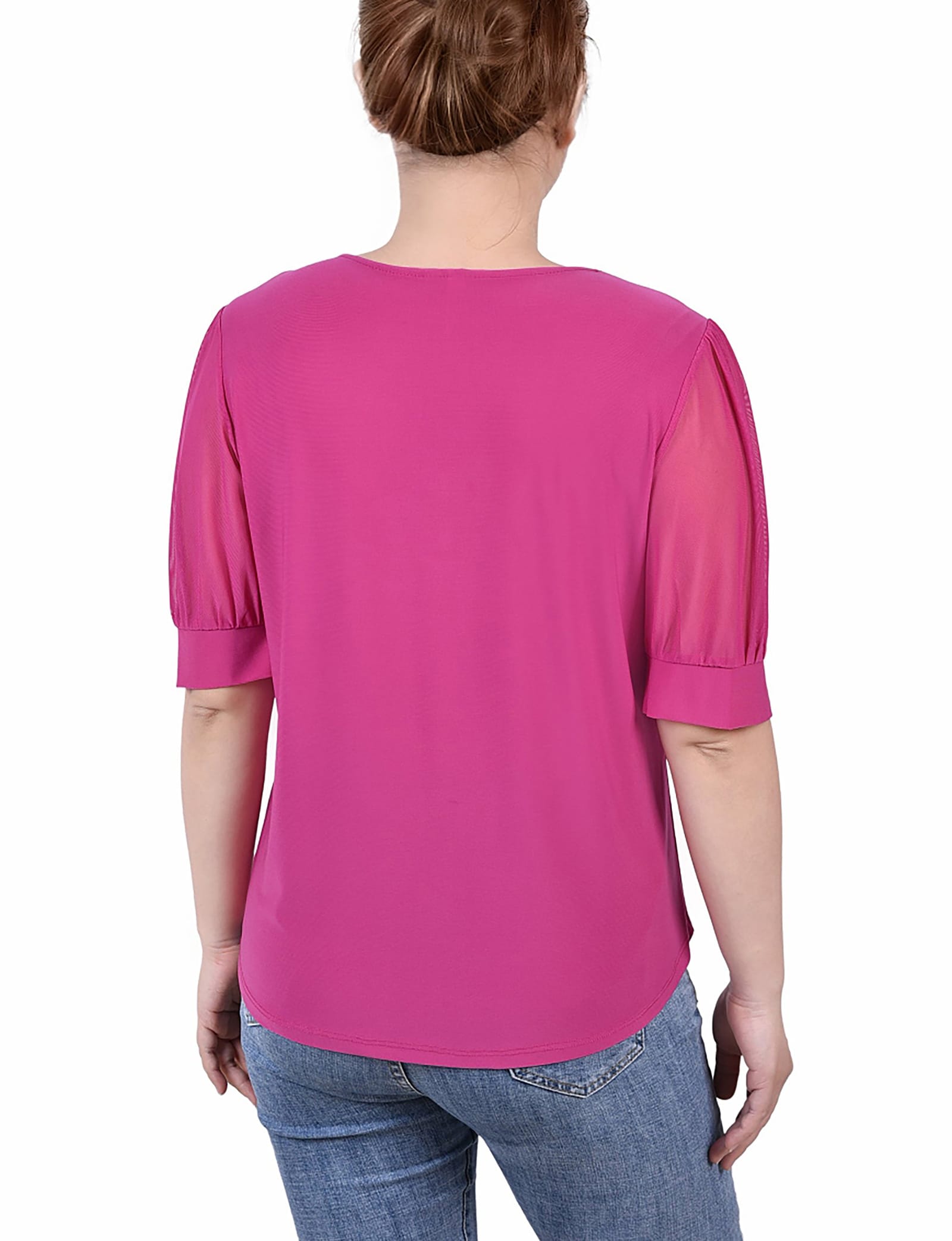 Short Puff Sleeve V-Neck Top thumbnail 3