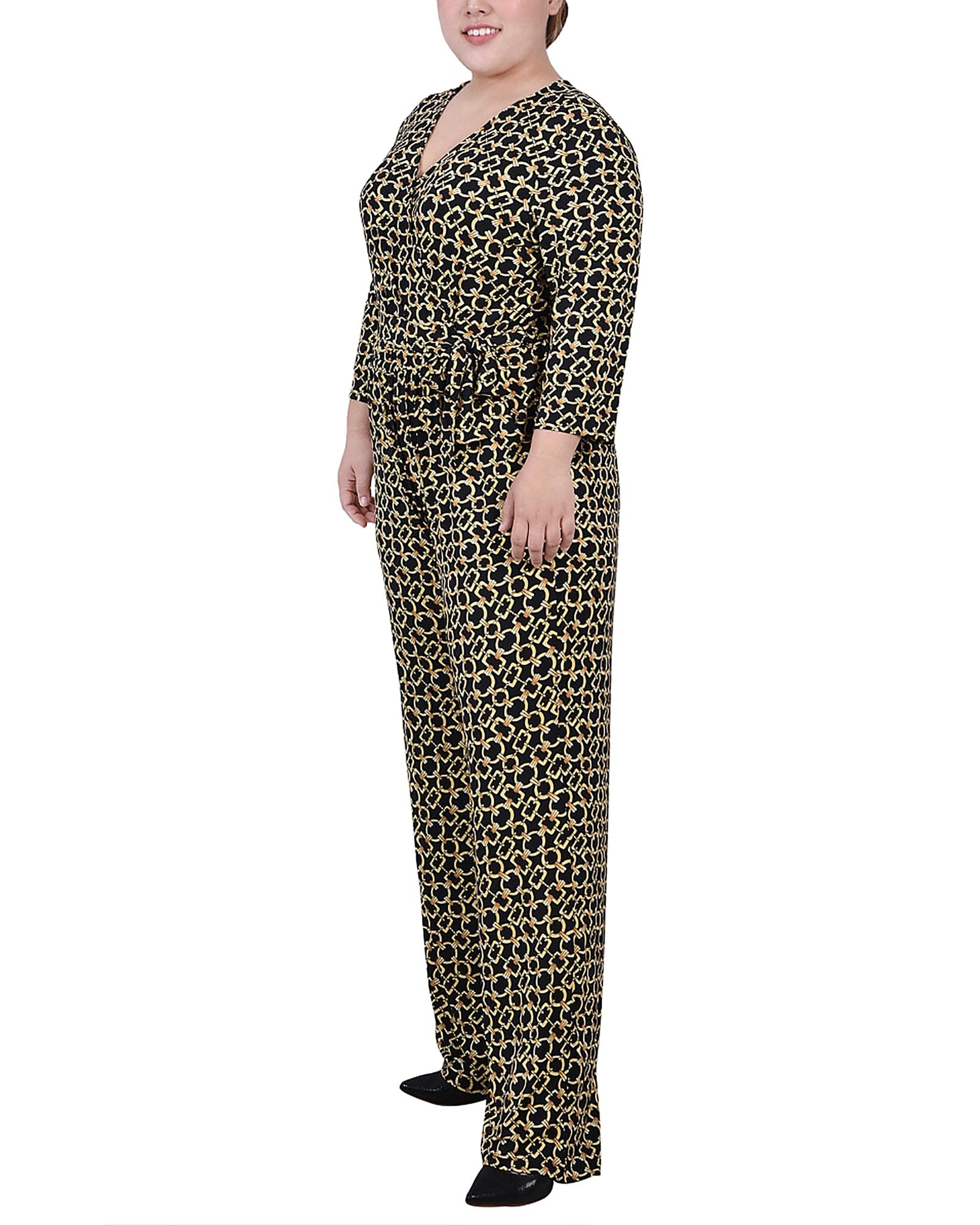 Plus Size 3/4 Sleeve Belted Jumpsuit thumbnail 7