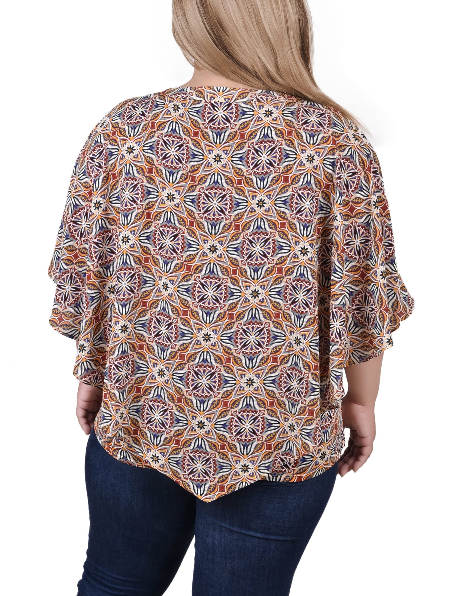 Plus Size Elbow Sleeve Poncho Top thumbnail 3