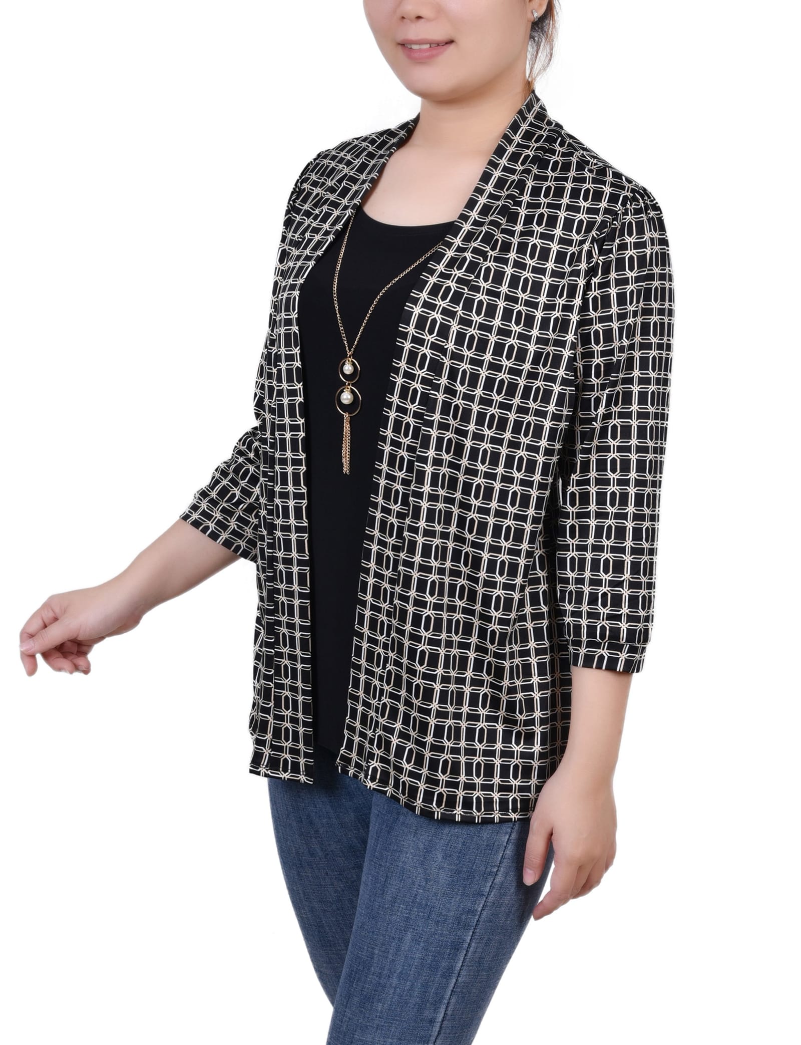 3/4 Sleeve Two-Fer Top thumbnail 2