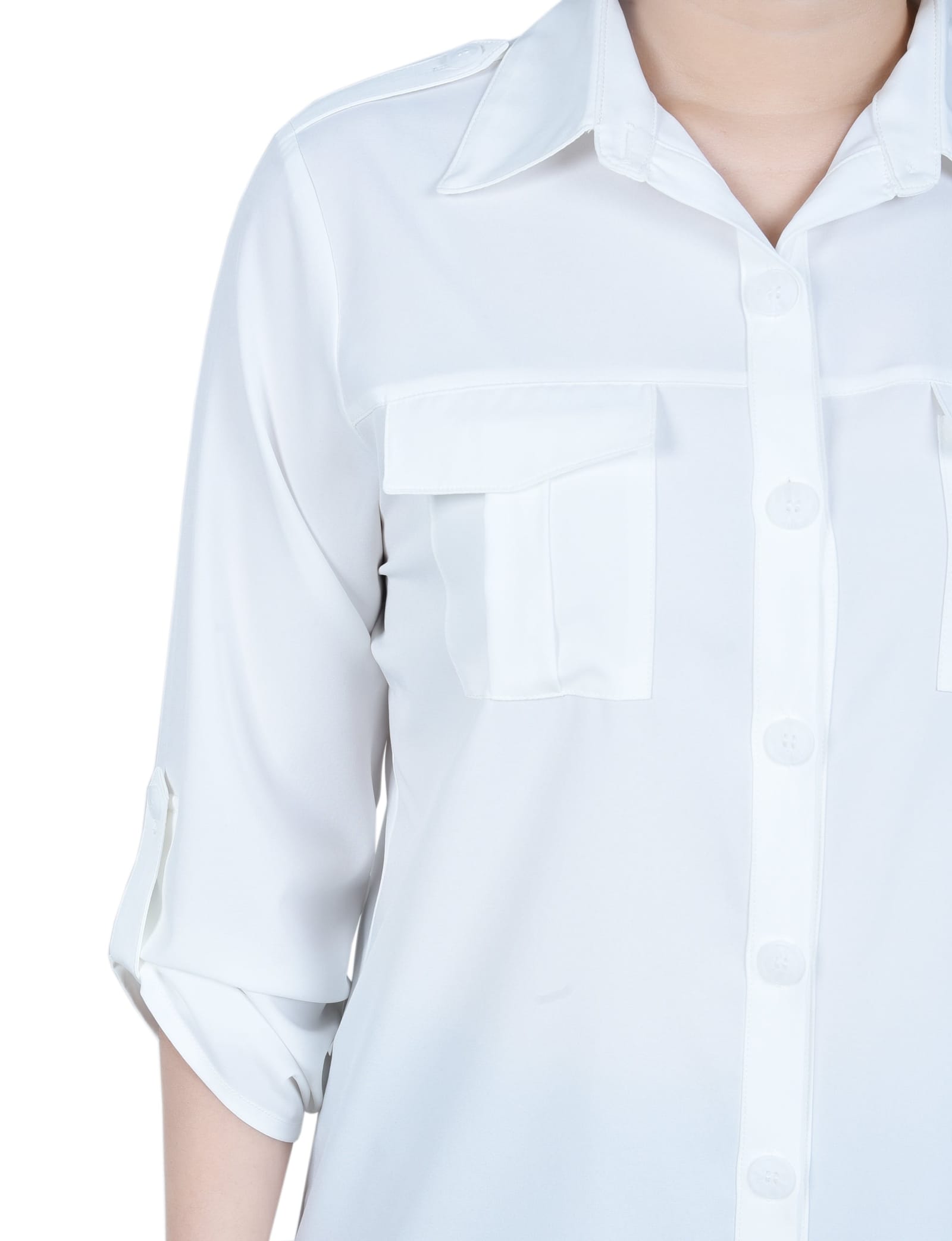 Petite 3/4 Sleeve Roll Tab Blouse thumbnail 4