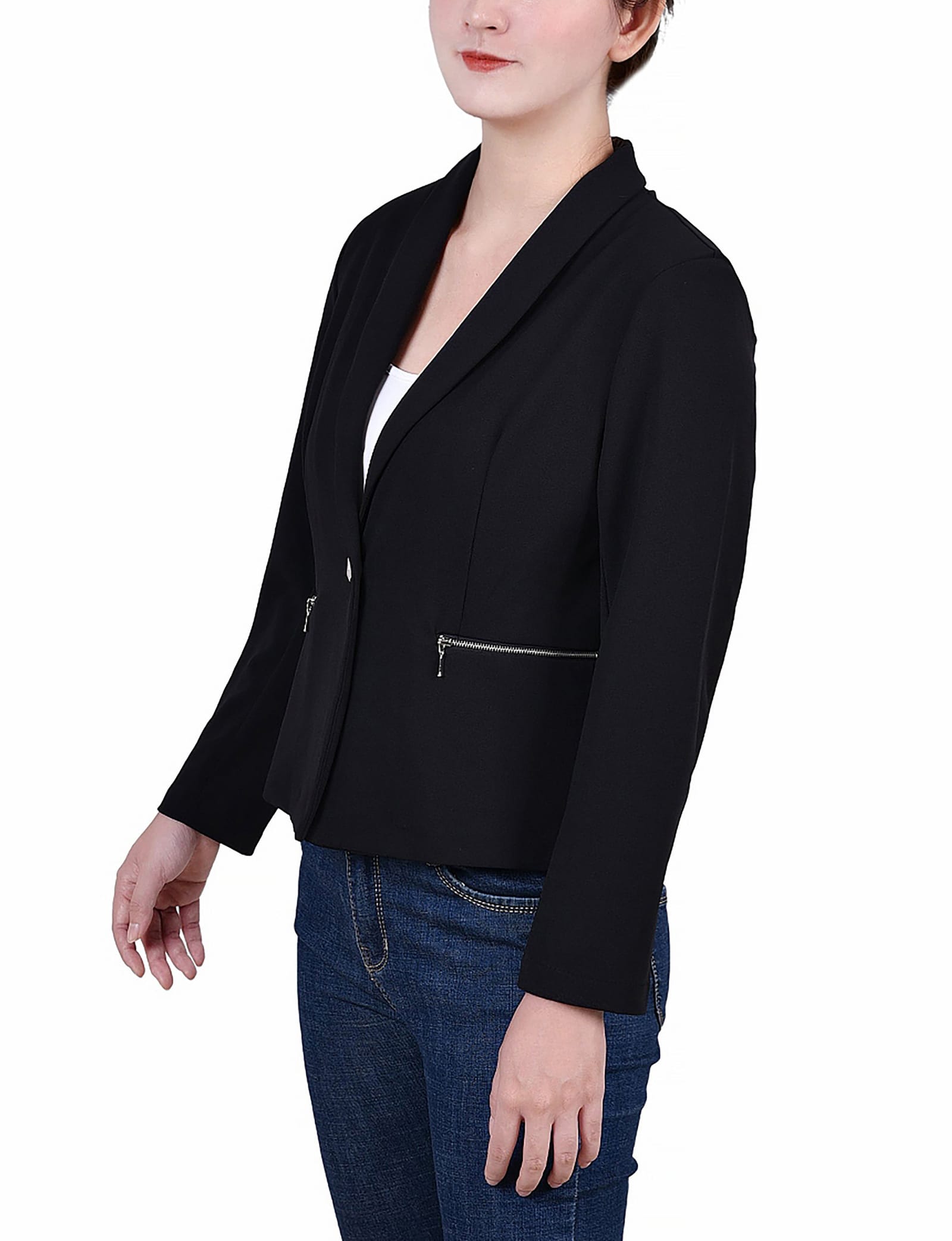 Petite Cropped Long Sleeve Crepe Jacket thumbnail 6