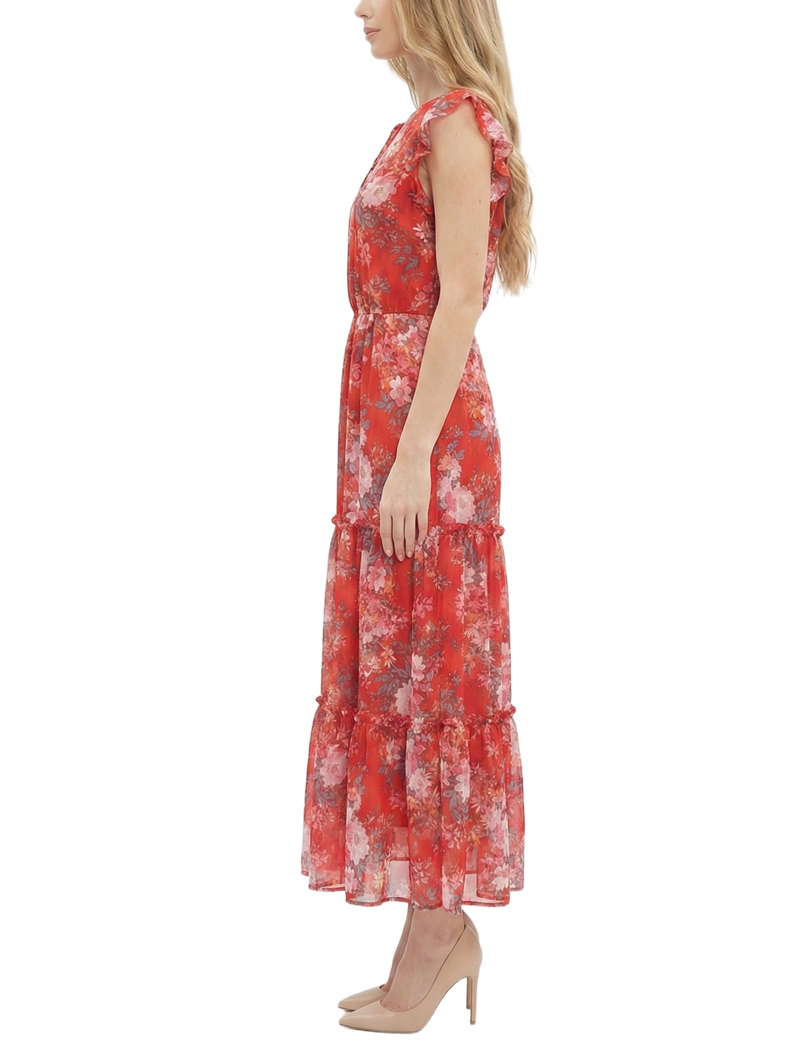 Petite Flutter Sleeve Tiered Dress thumbnail 3