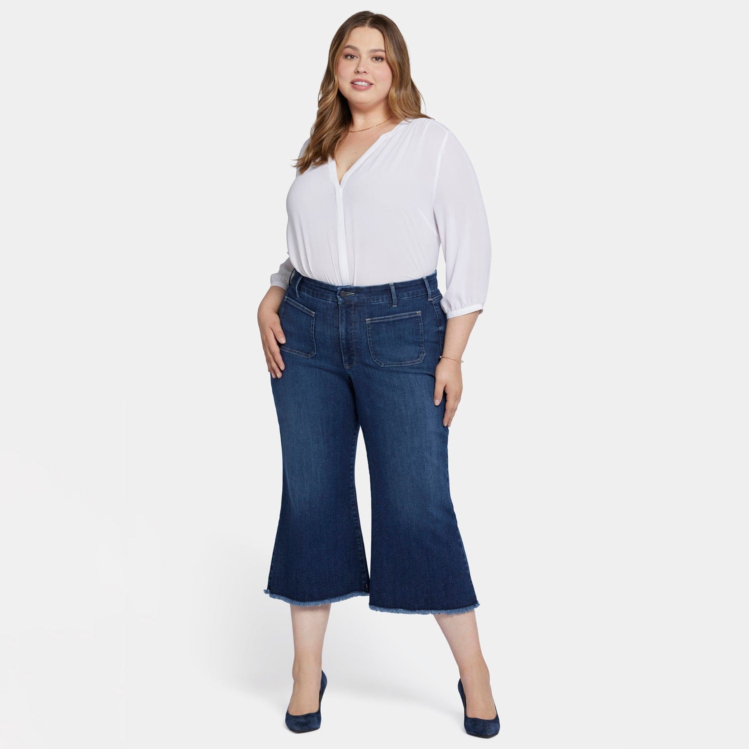 Patchie Wide Leg Capri Jeans in Plus Size thumbnail 7