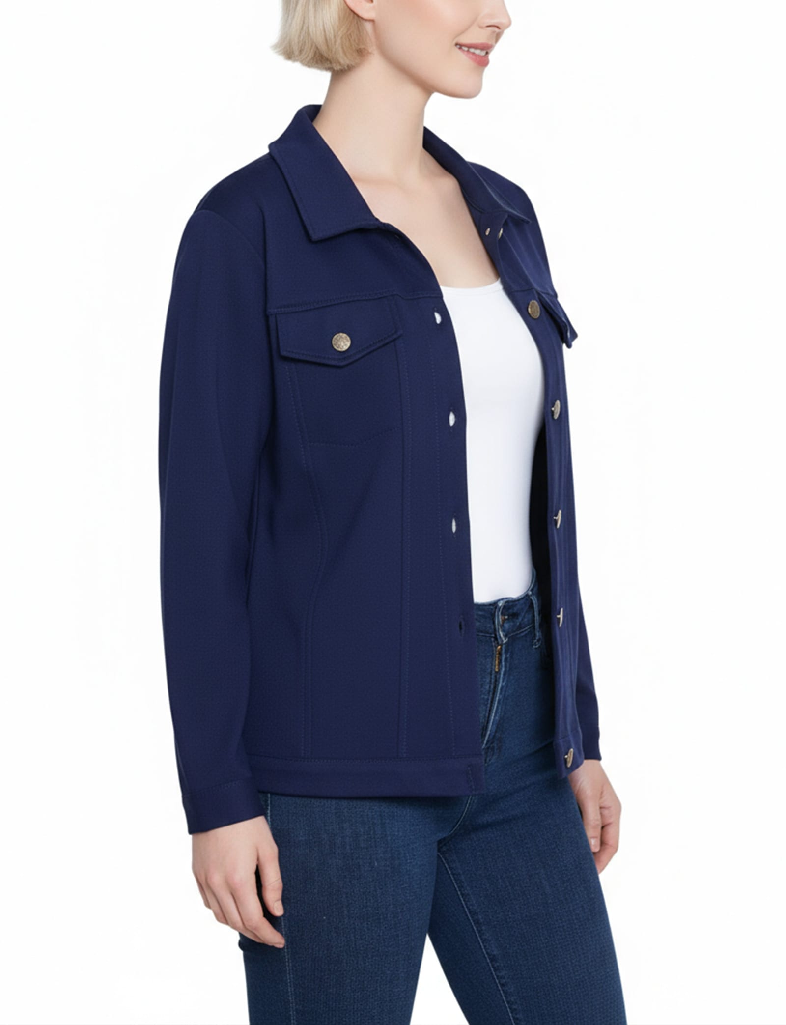 Petite Long Sleeve Ponte Cropped Jacket thumbnail 4