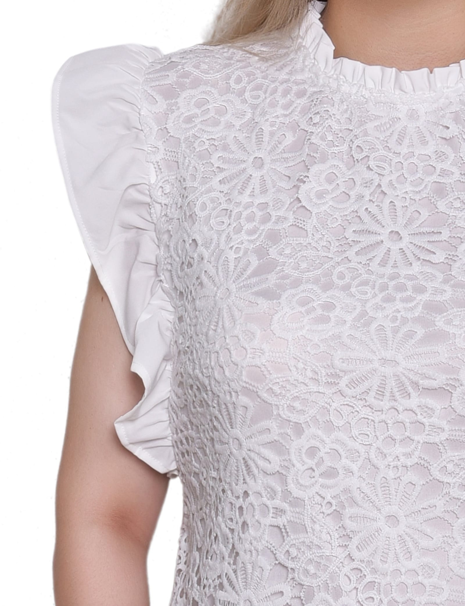 Petite Flutter Sleeve Lace Top thumbnail 3