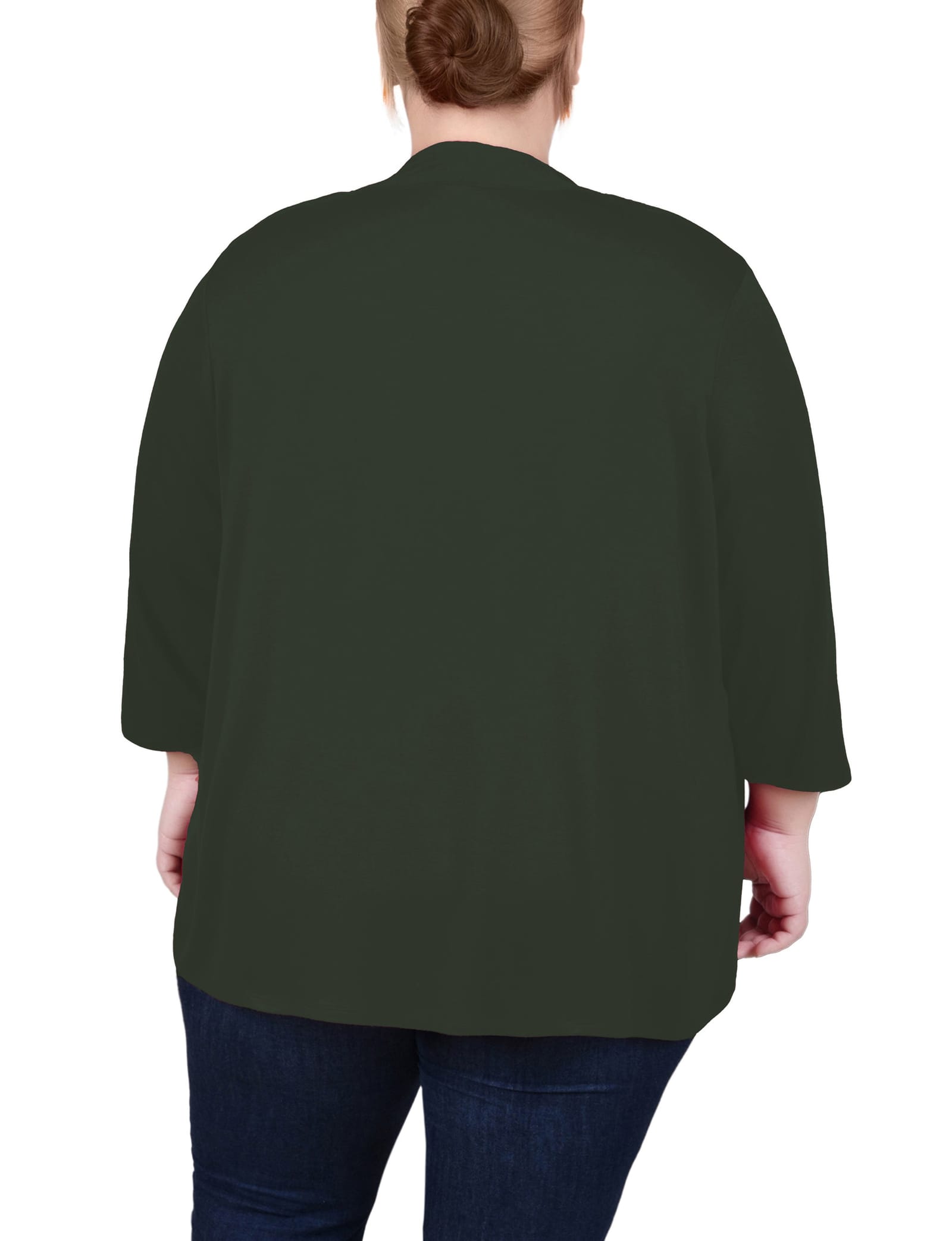 Plus Size Solid 3/4 Sleeve Cardigan thumbnail 3