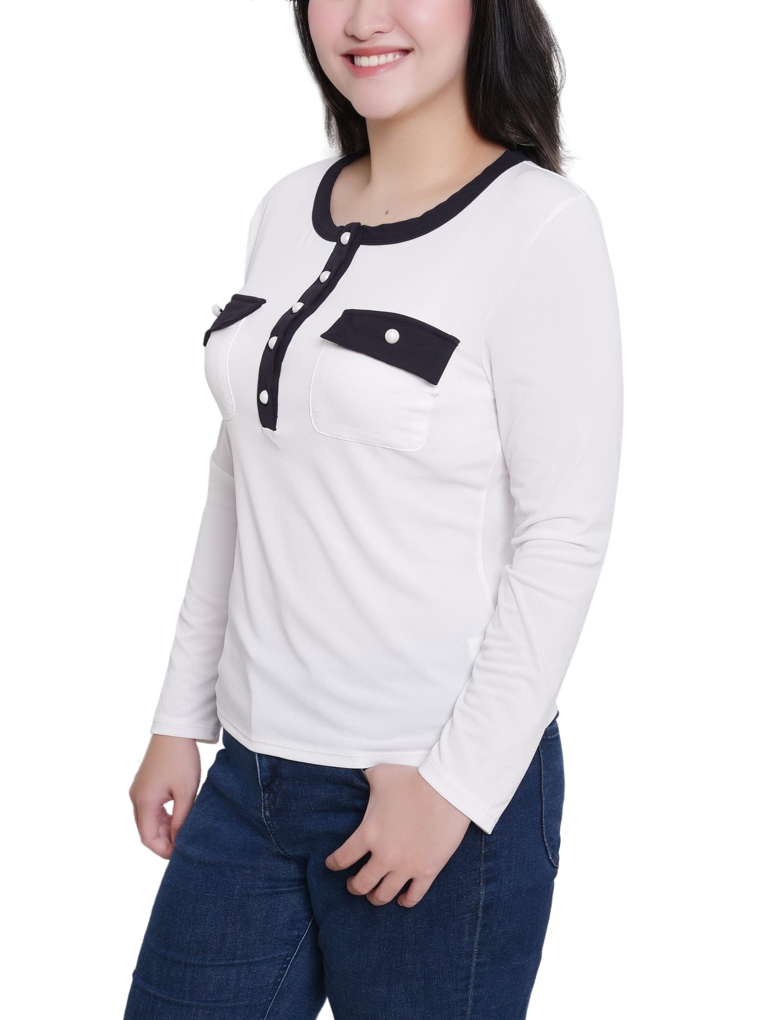 Long Sleeve Contrast Detail Top thumbnail 3