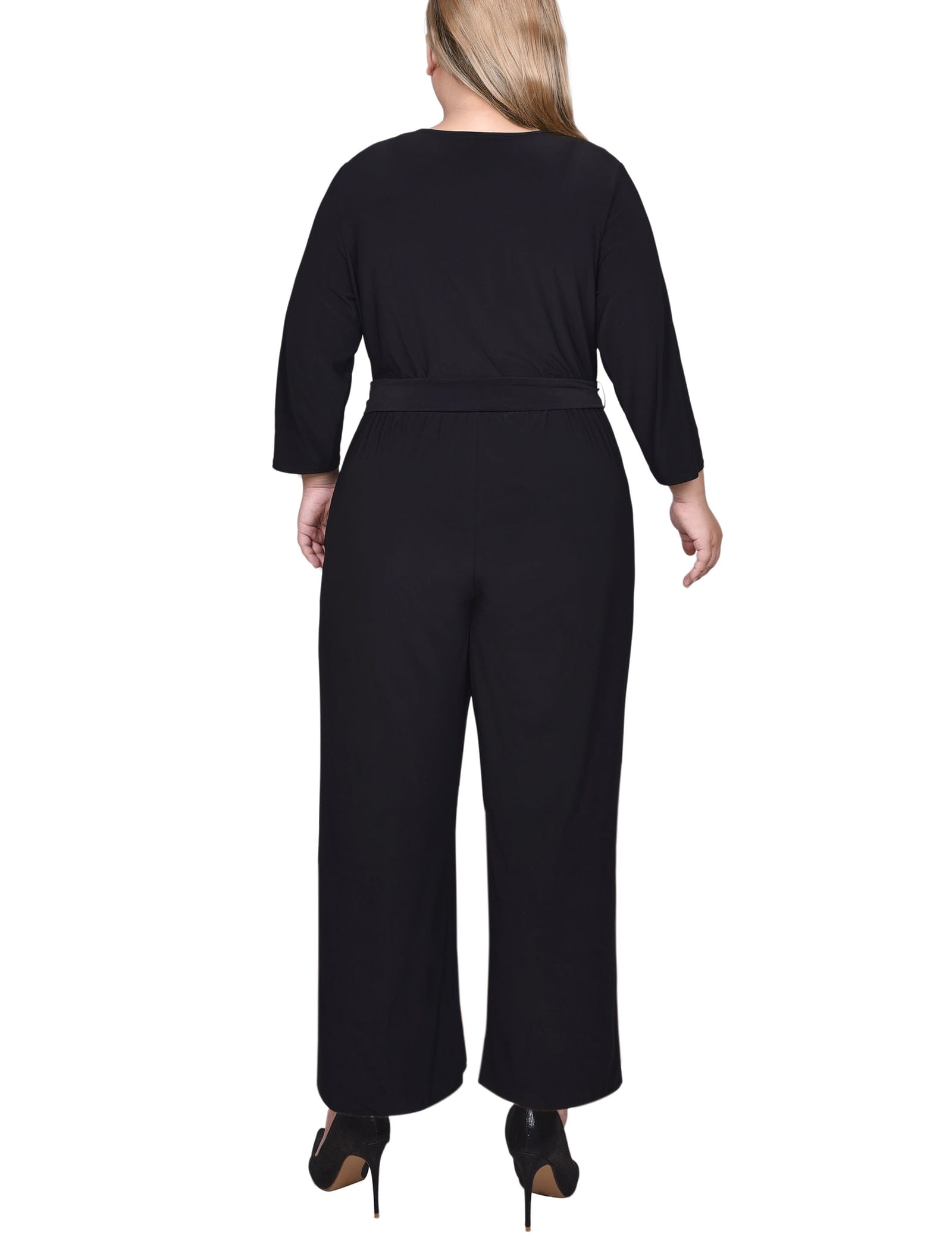 Plus Size 3/4 Sleeve Belted Jumpsuit thumbnail 4