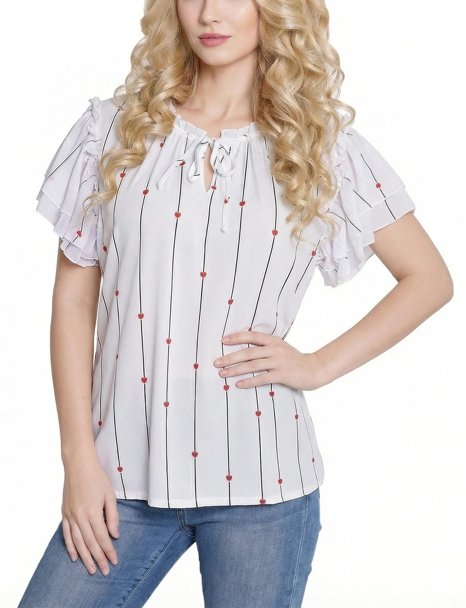Stripes with Red Hearts / M