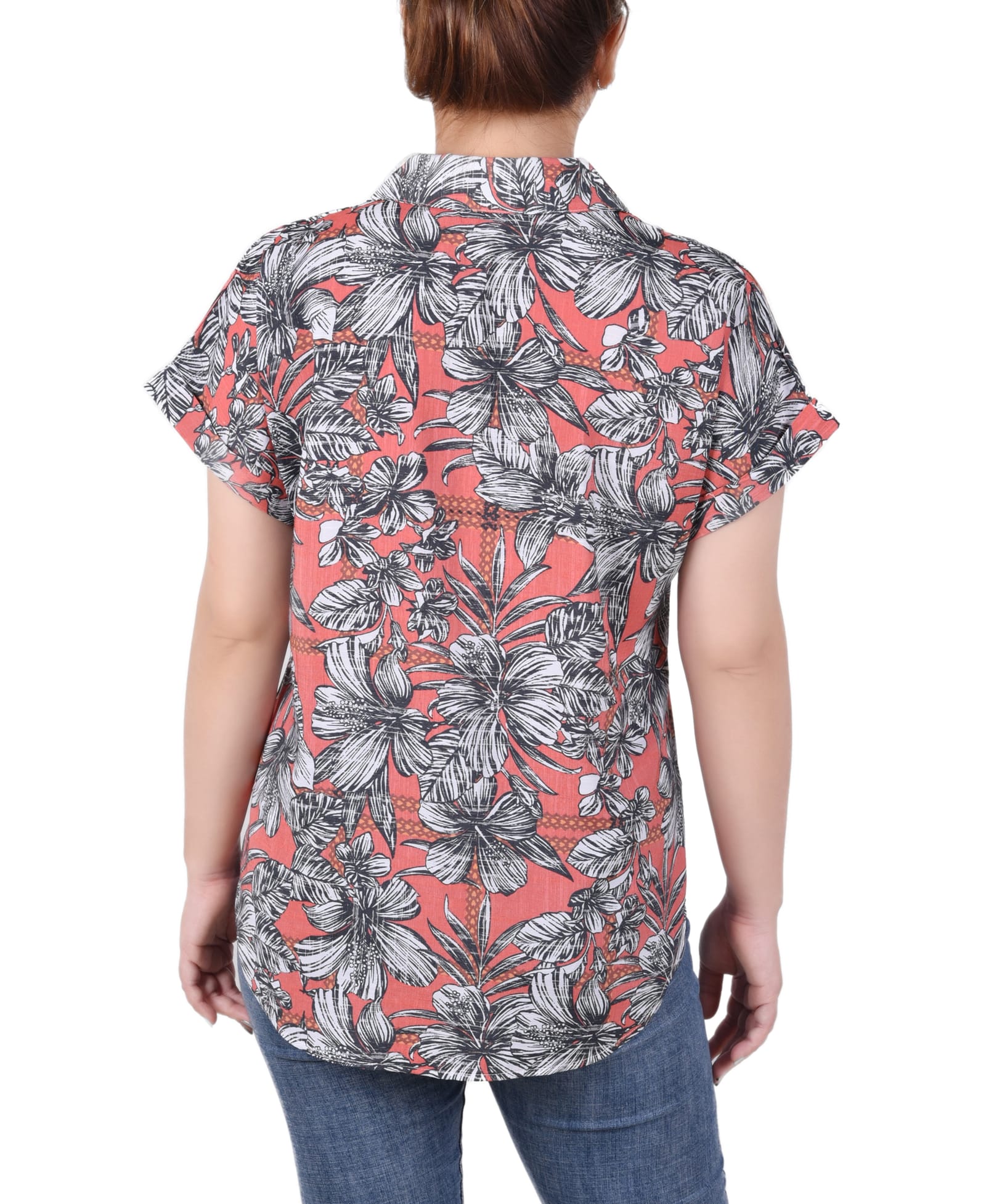 Short Rolled Sleeve Button Front Blouse thumbnail 3