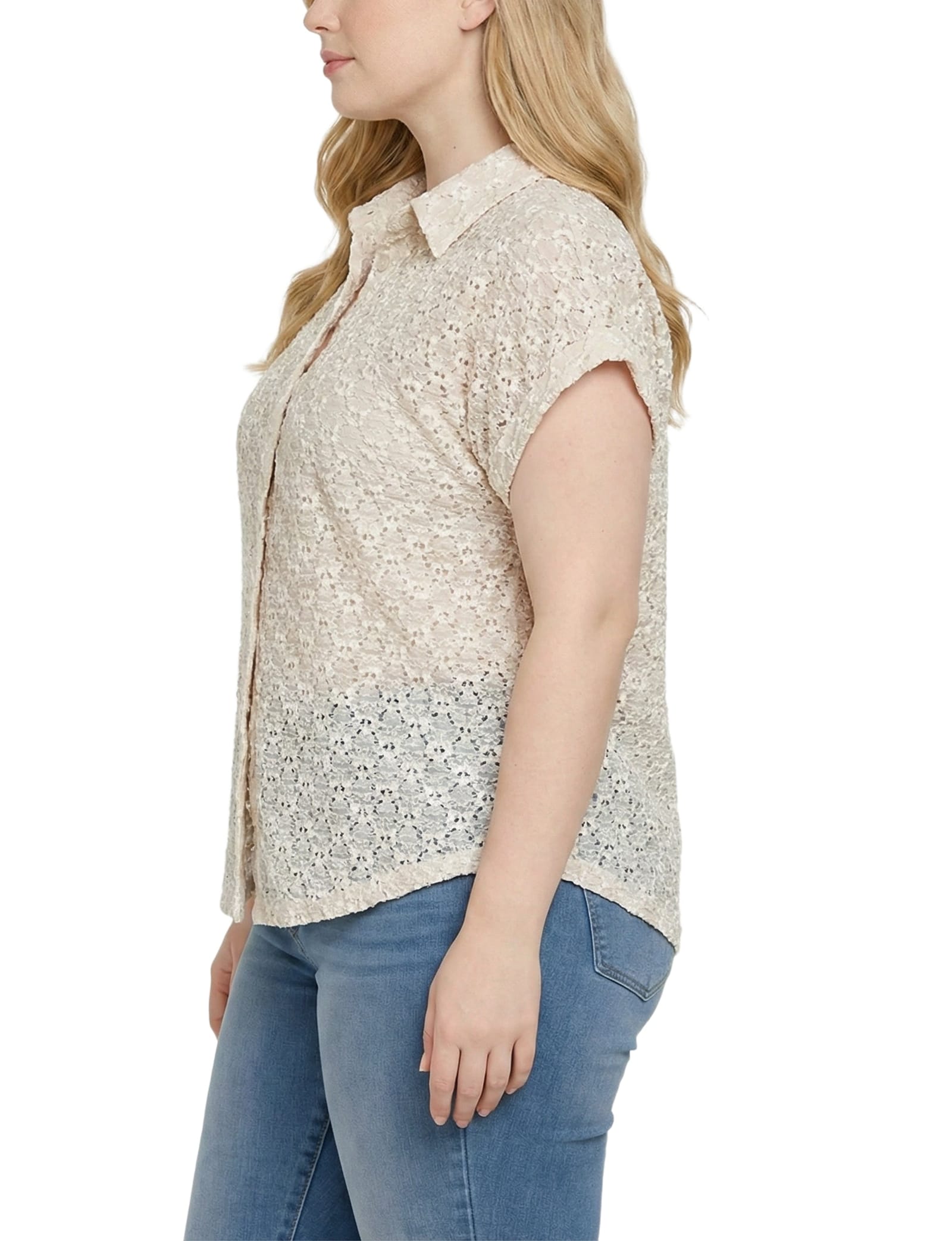Plus Size Short Sleeve Lace Blouse thumbnail 2