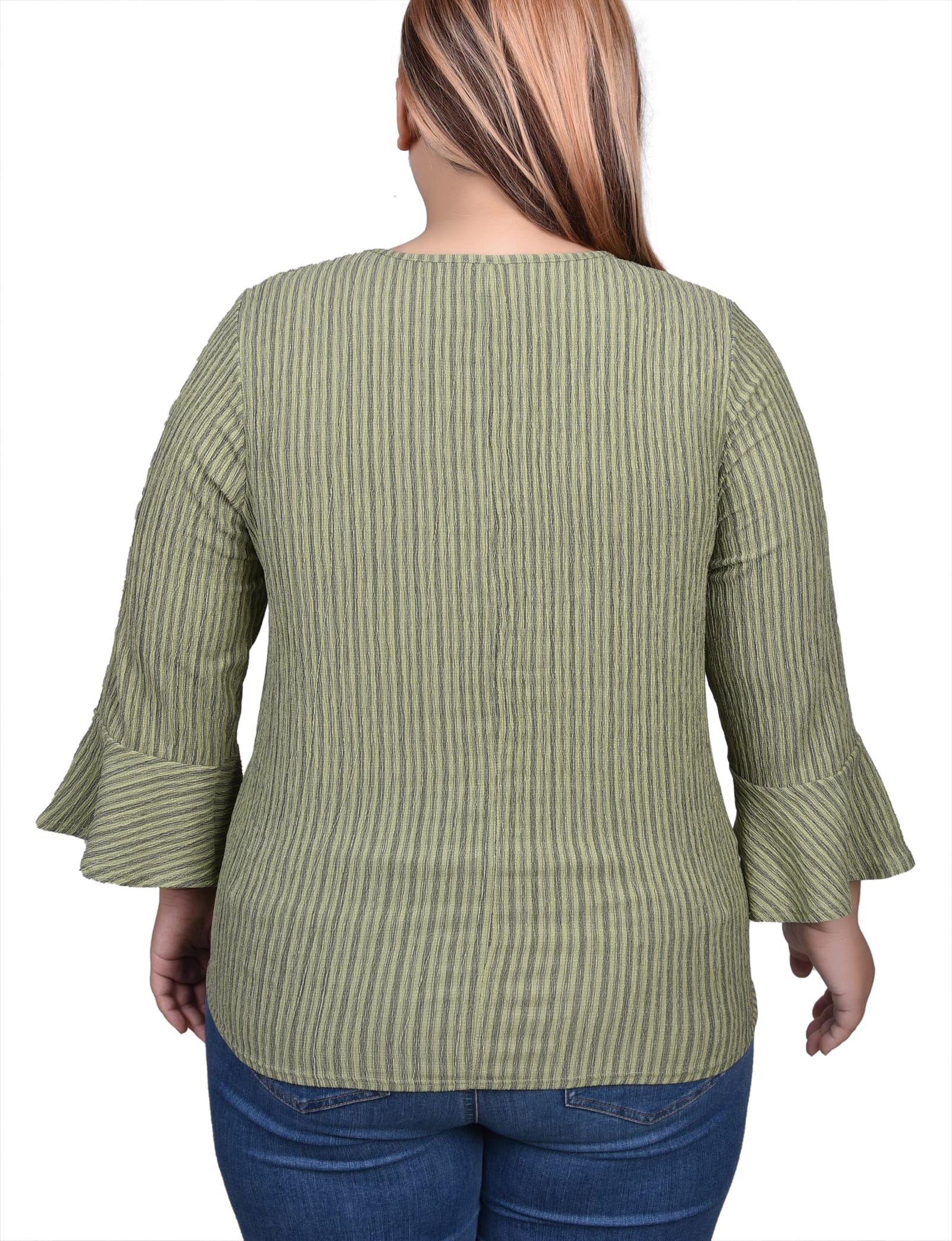 Plus Size 3/4 Bell Sleeve Textured Knit Top thumbnail 4
