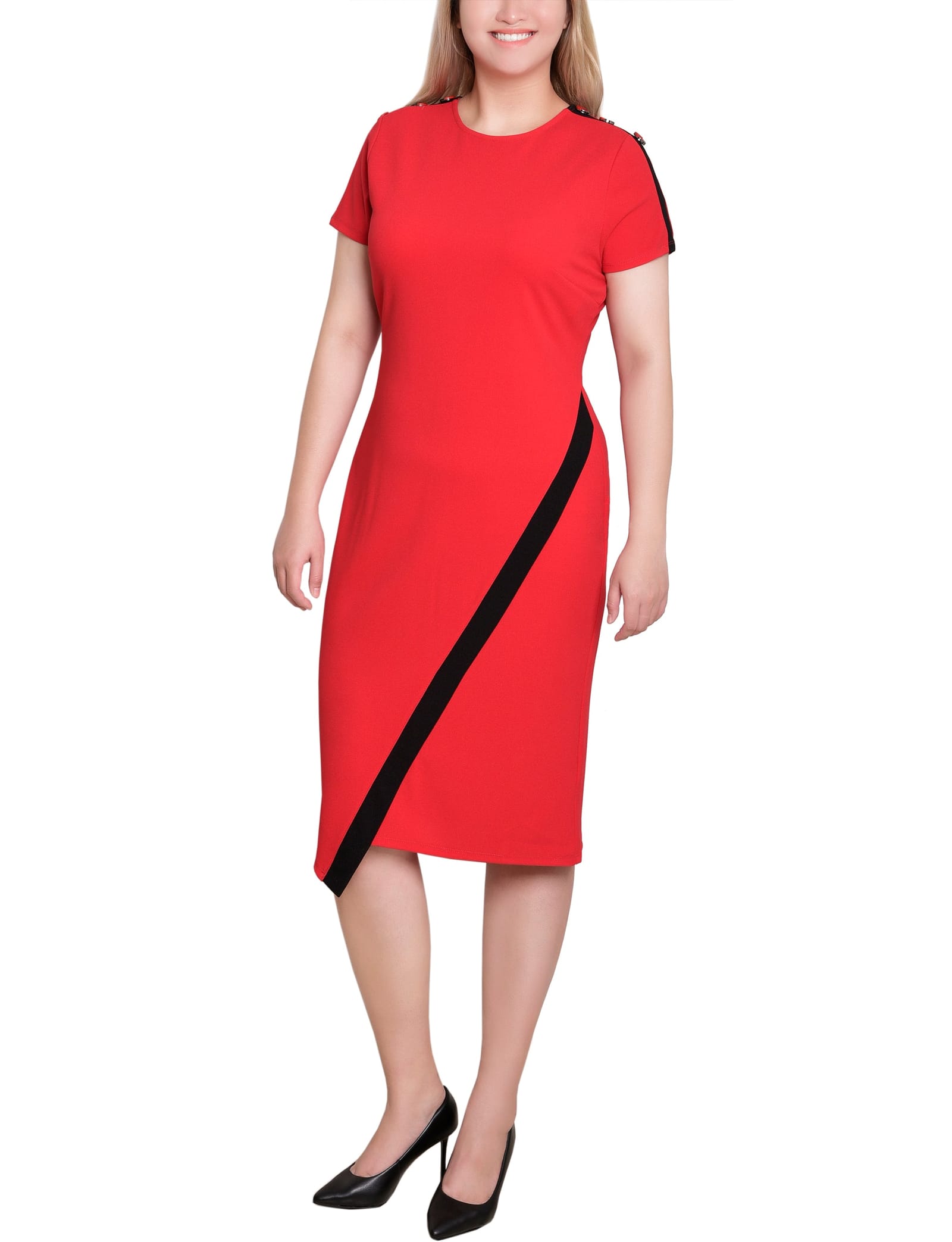 Short Sleeve Asymmetrical Hem Dress thumbnail 2
