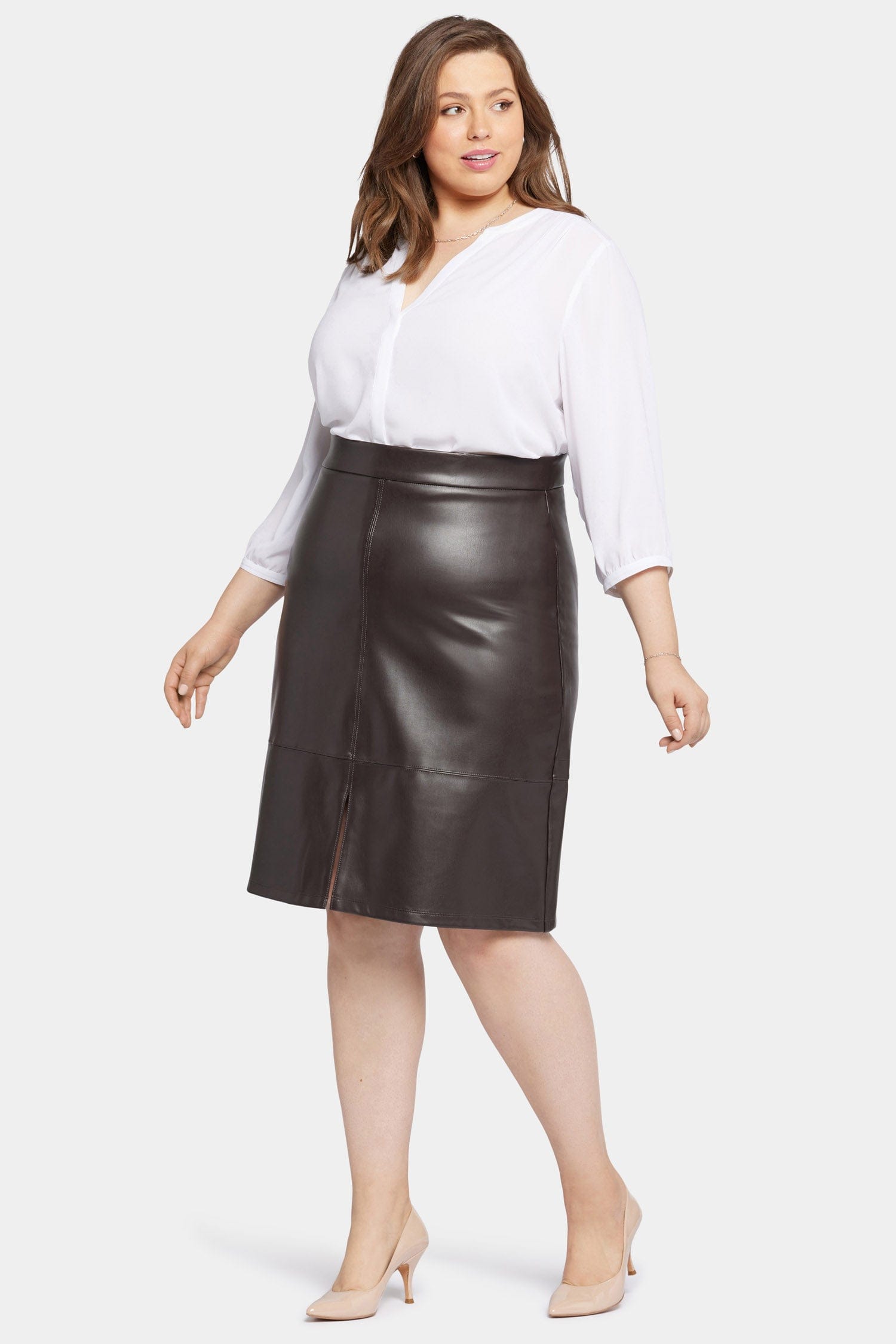 Faux Leather a-Line Skirt in Plus Size thumbnail 5