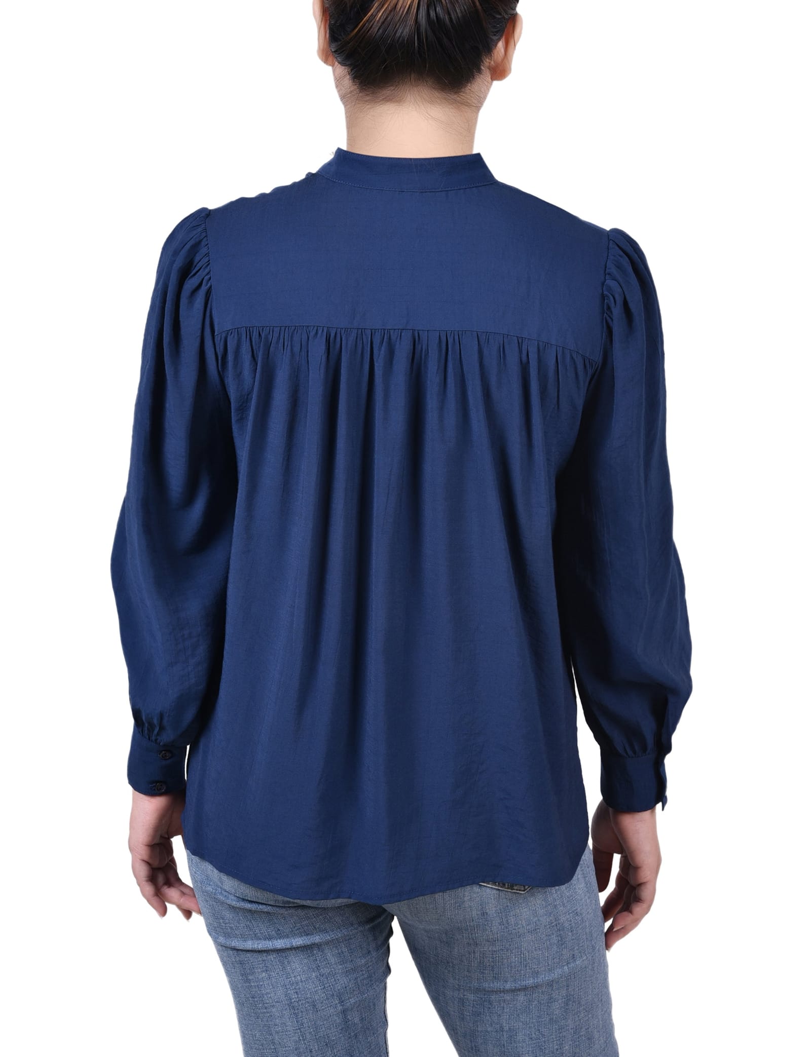 Petite Long Sleeve Crochet Blouse thumbnail 3