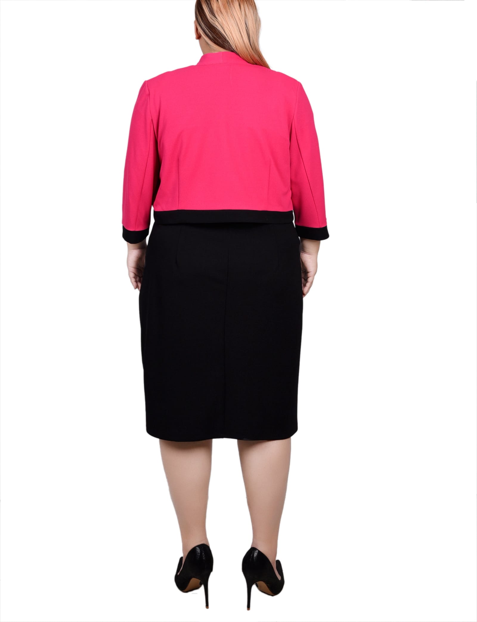 Plus Size 3/4 Sleeve 2 Piece Colorblocked Dress Set thumbnail 4