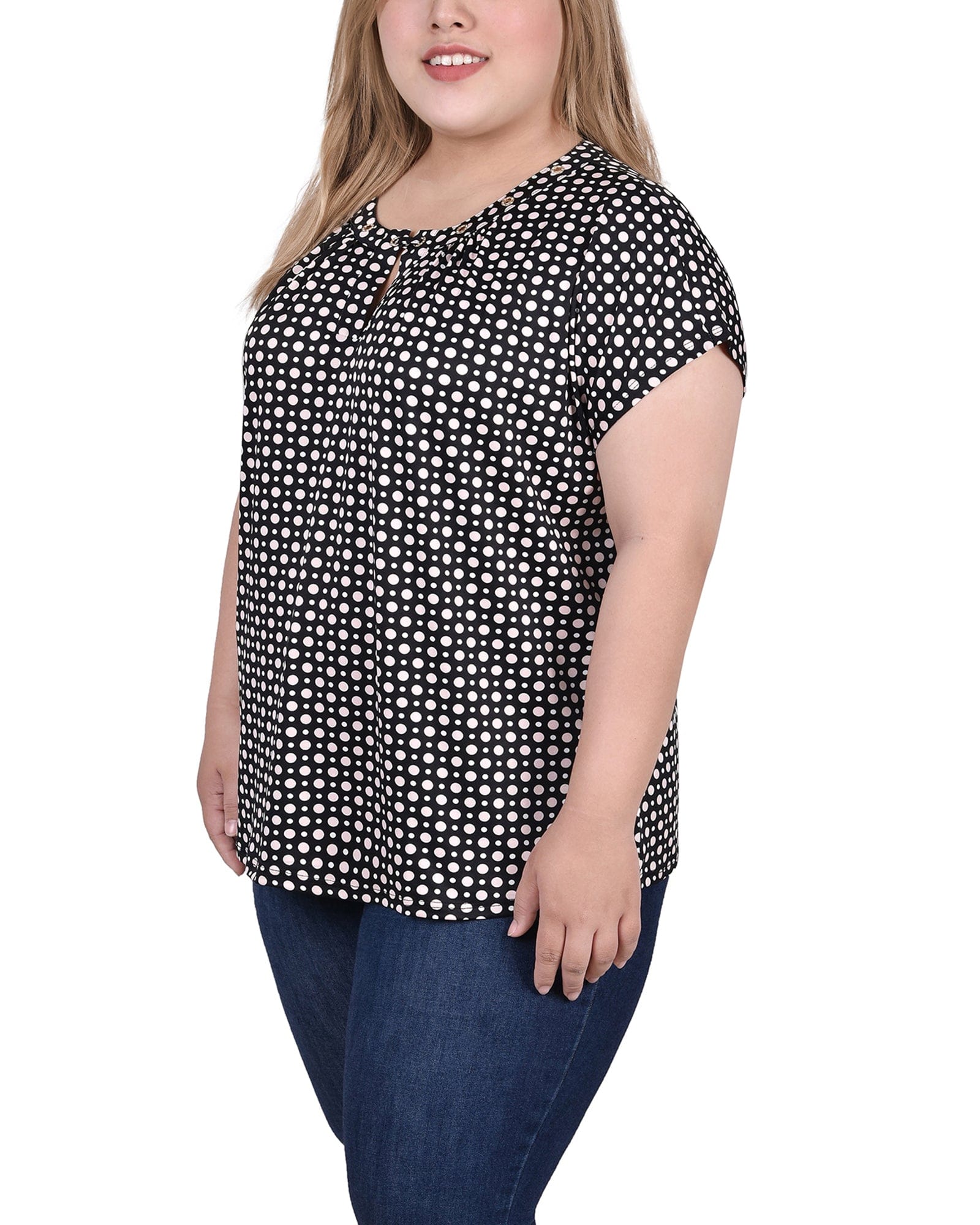 Plus Size Extended Sleeve Top with Grommets thumbnail 2