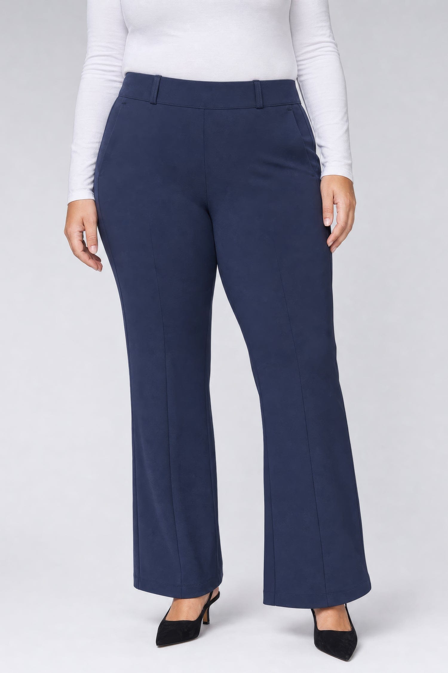 Pull-on Flared Trouser Pants in Plus Size thumbnail 4