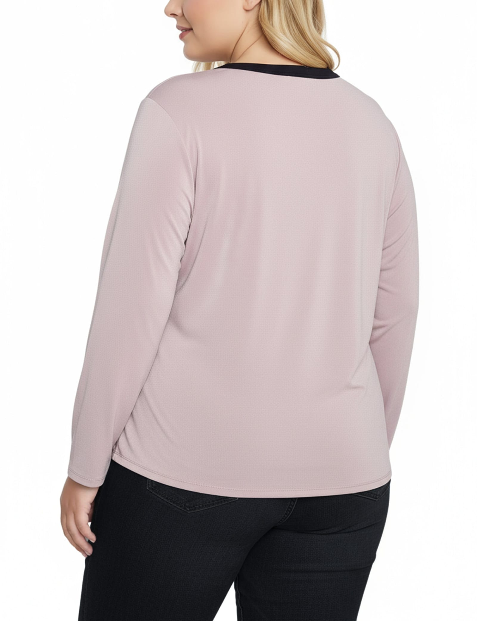 Plus Size Long Sleeve Contrast Detail Top thumbnail 3