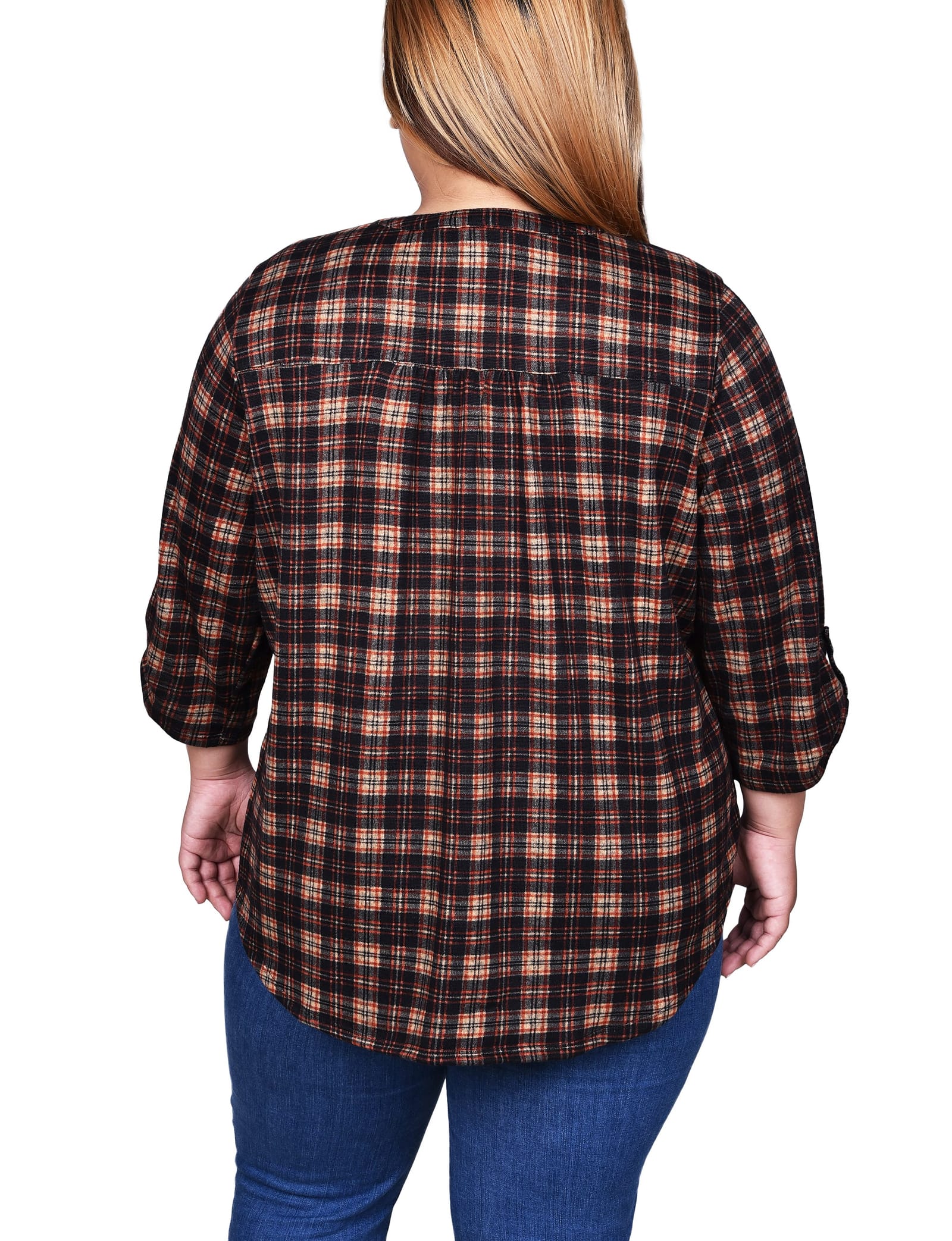 Plus Size 3/4 Roll Sleeve Top thumbnail 2