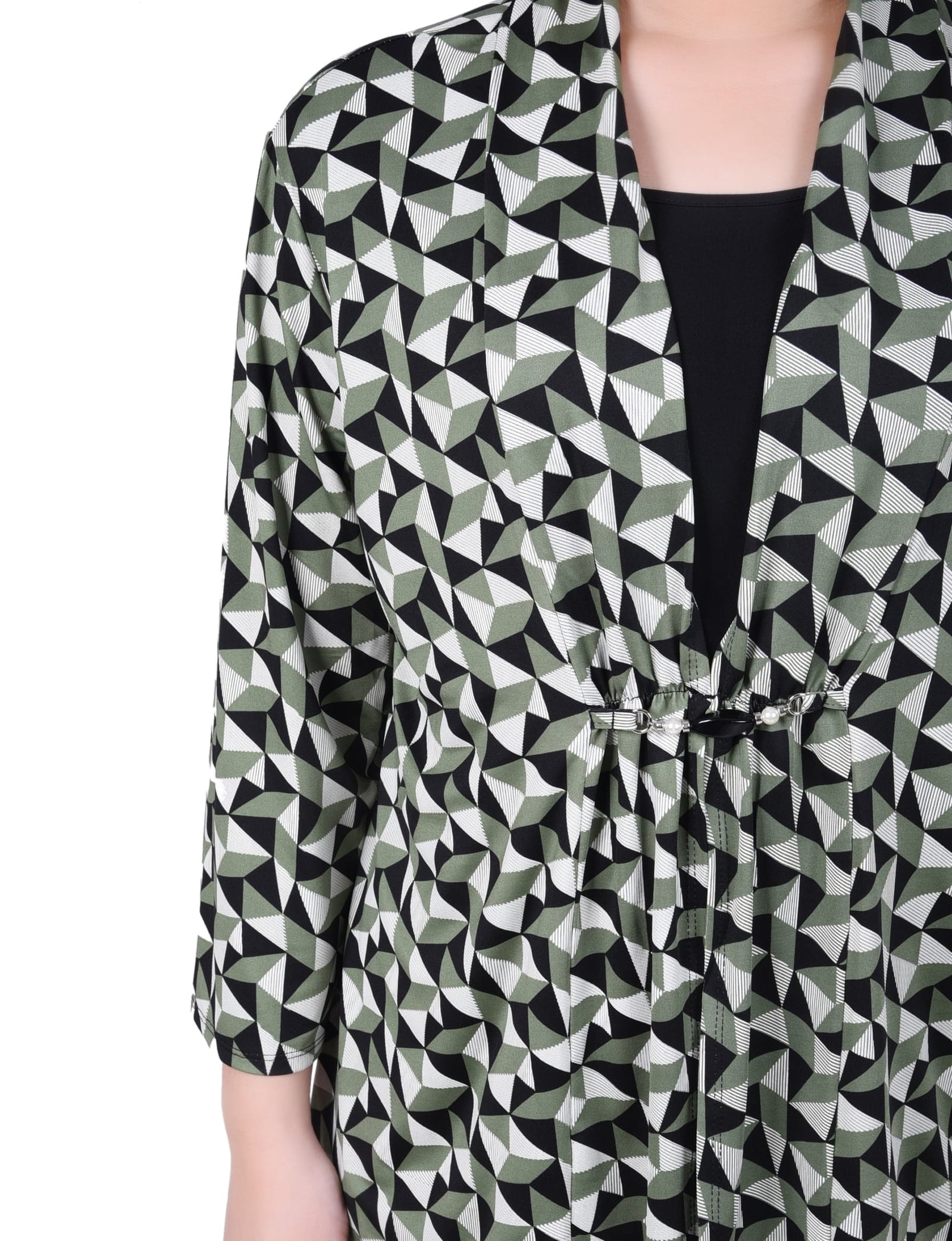 Petite Puff Print 3/4 Sleeve Two-Fer Top thumbnail 4