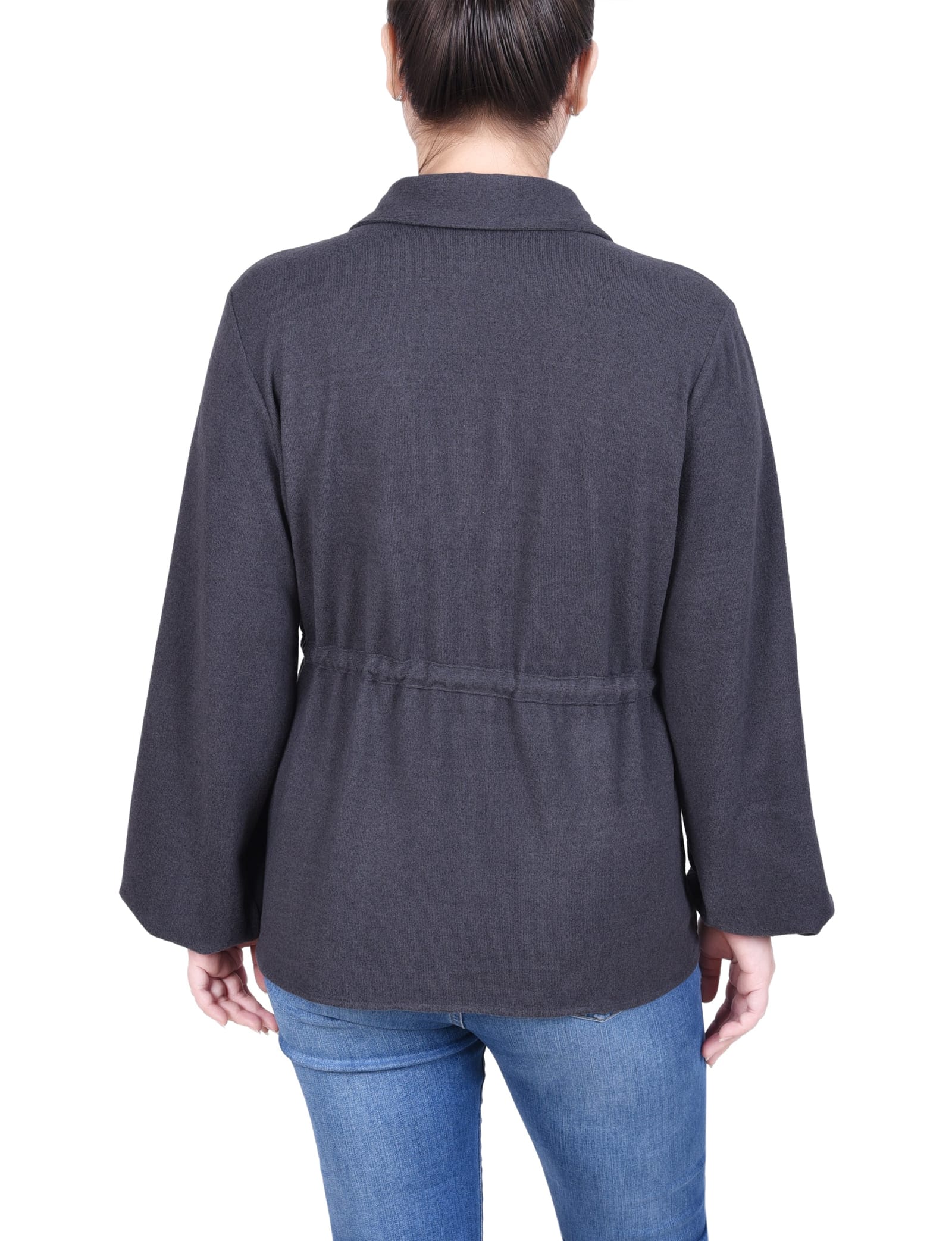 Petite Long Dolman Sleeve Drawstring-Waist Tunic Top thumbnail 3