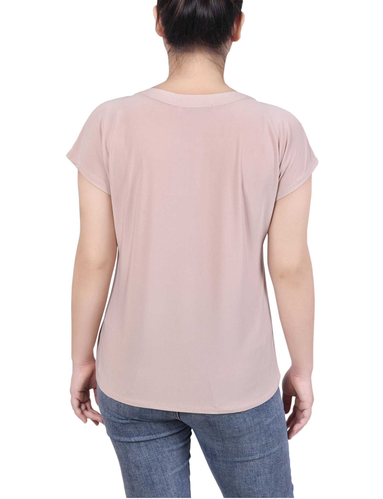 Short Extended-Sleeve Grommet Neck Knit Top thumbnail 3