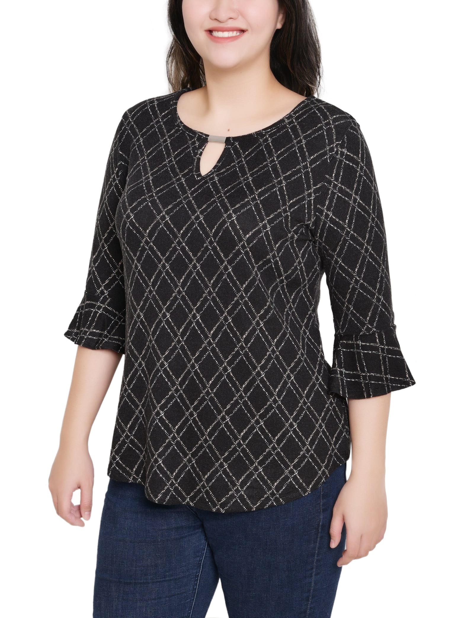 3/4 Bell Sleeve Top with Hardware thumbnail 3