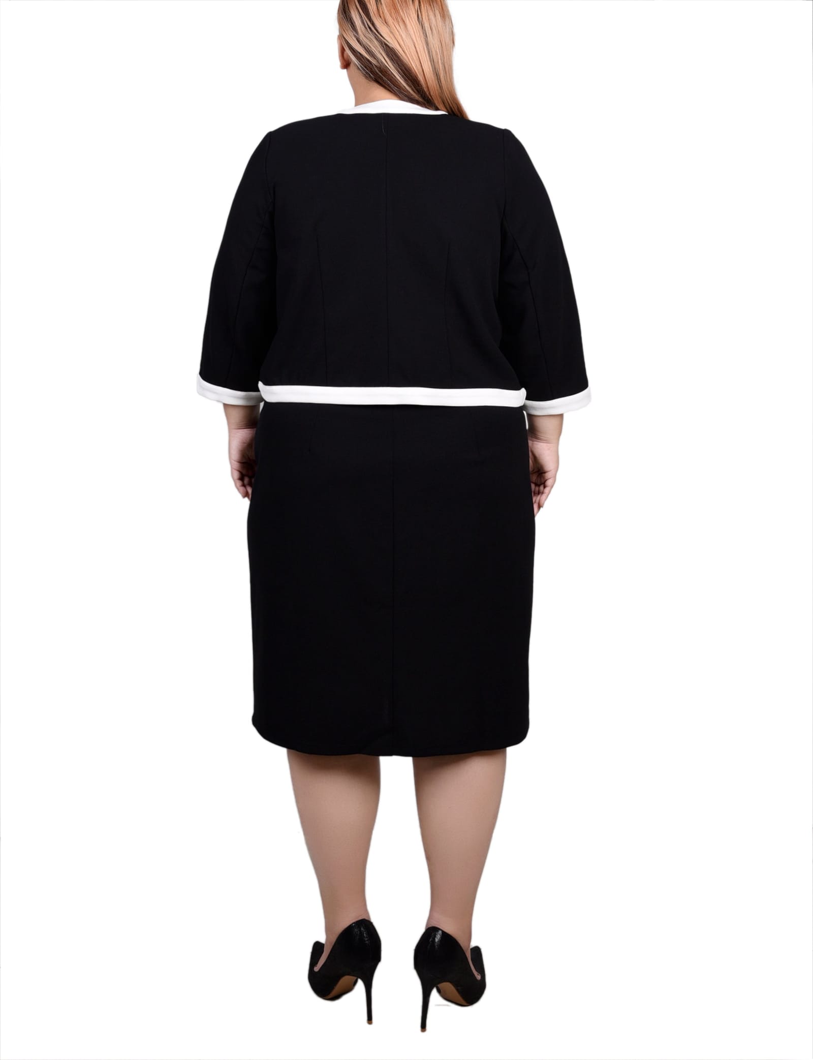 Plus Size Elbow Sleeve Colorblocked 2 Piece Dress Set thumbnail 3