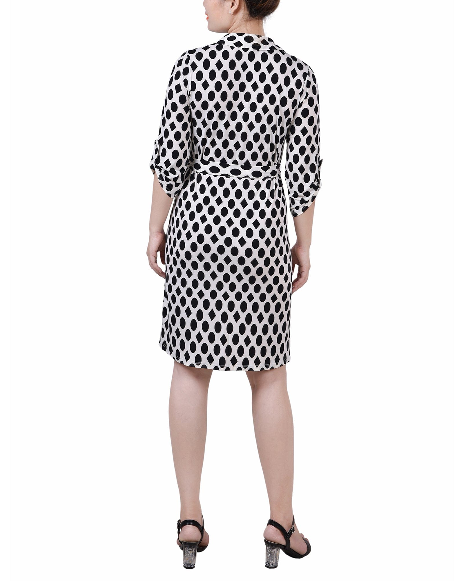 Petite 3/4 Roll Tab Sleeve Collared Dress thumbnail 3