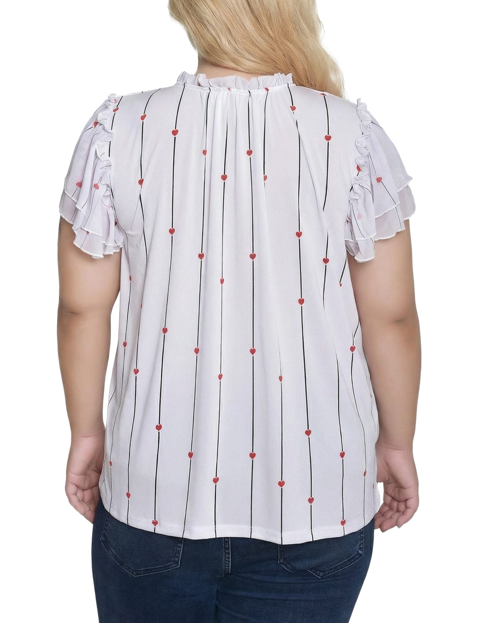 Plus Size Double Flutter Sleeve Blouse thumbnail 3
