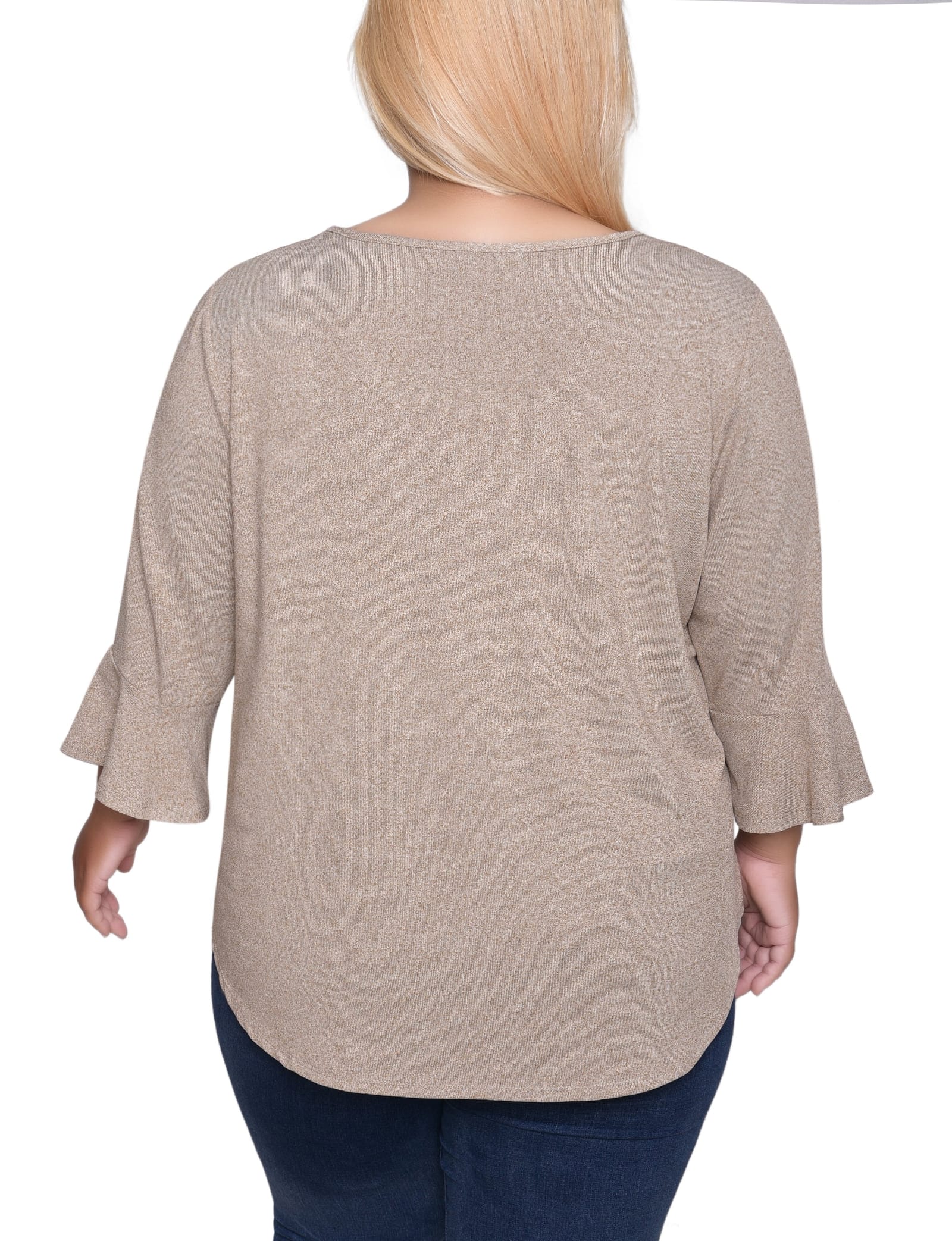 Plus Size 3/4 Bell Sleeve Top with Hardware thumbnail 2