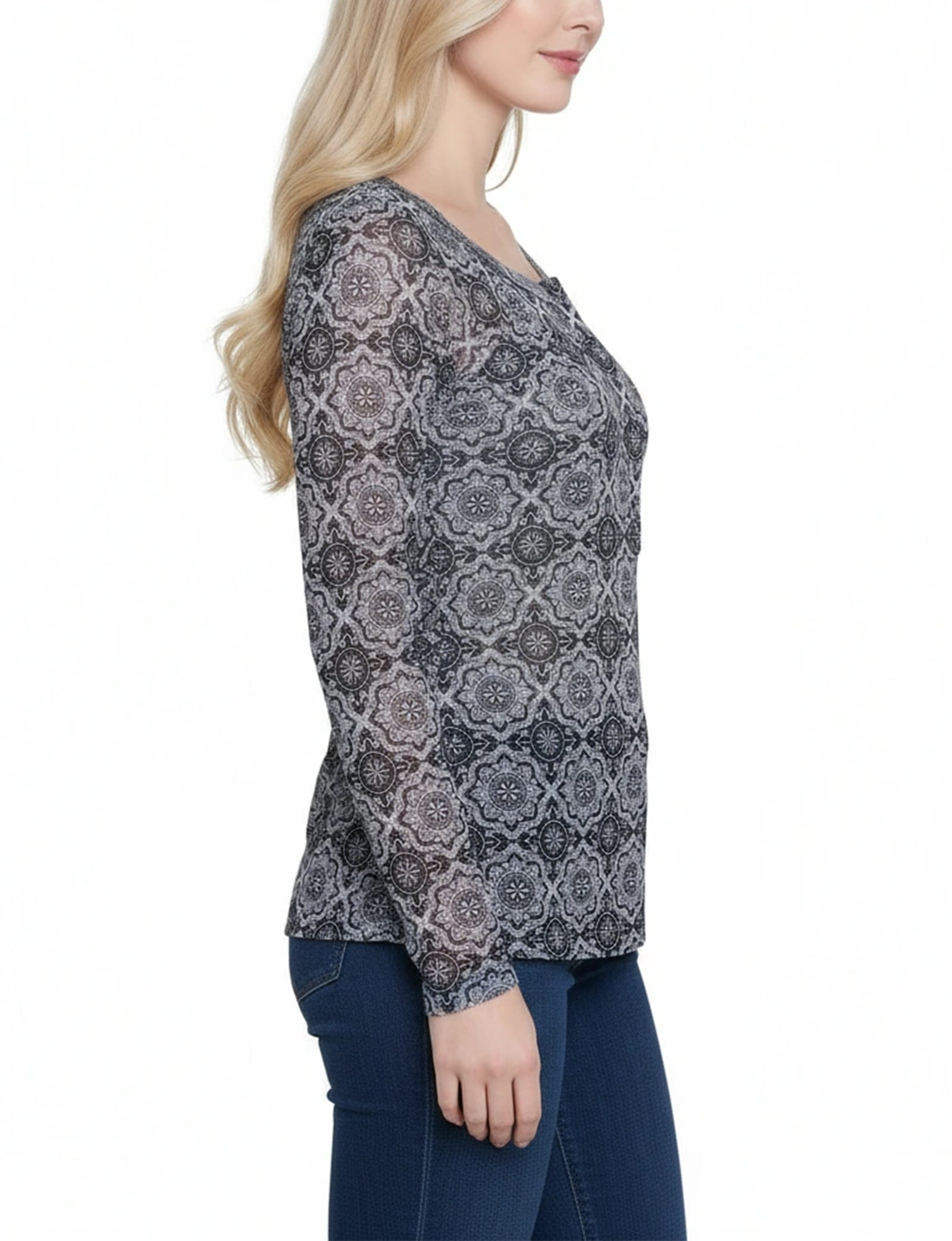 Long Raglan Sleeve Mesh Top thumbnail 2