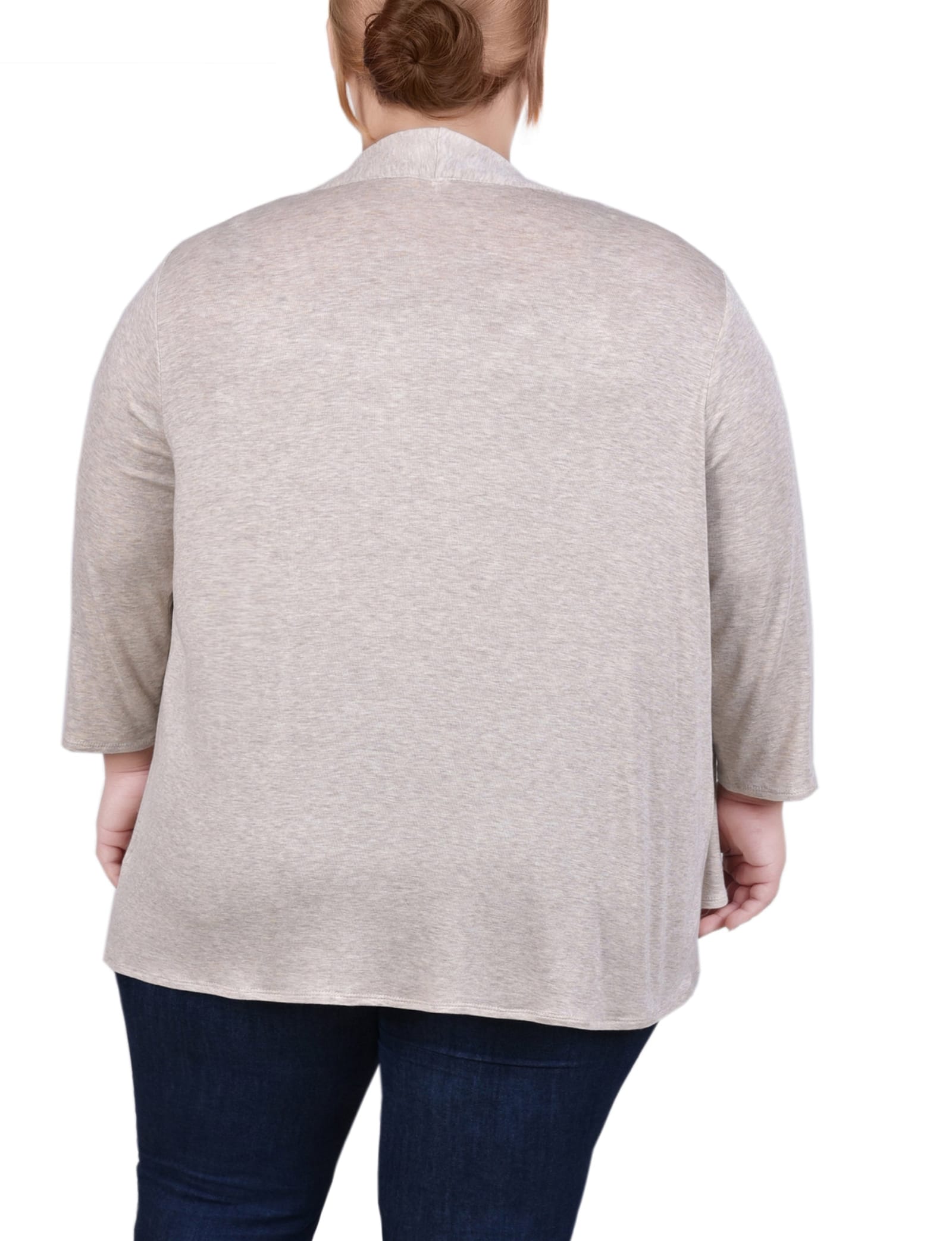 Plus Size Solid 3/4 Sleeve Cardigan thumbnail 2