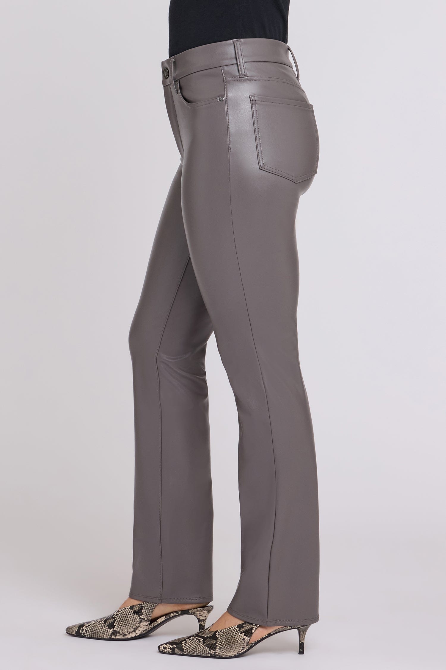 Faux Leather Marilyn Straight Pants in Petite thumbnail 3