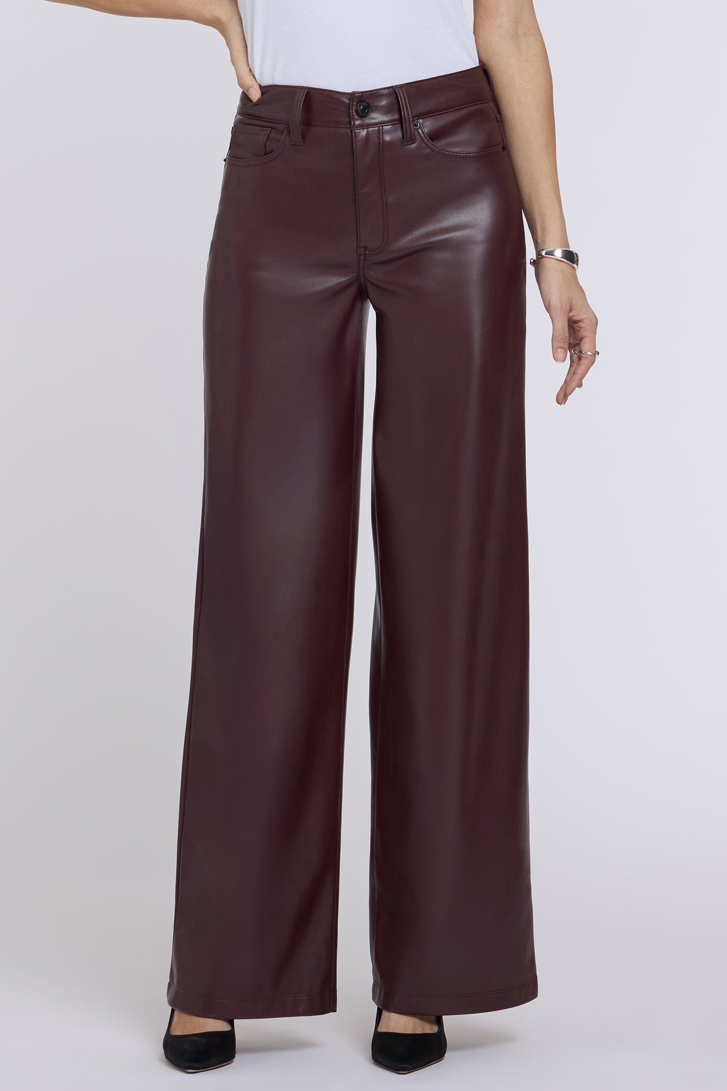Vegan Stretch Leather Teresa Wide Leg Pants thumbnail 6