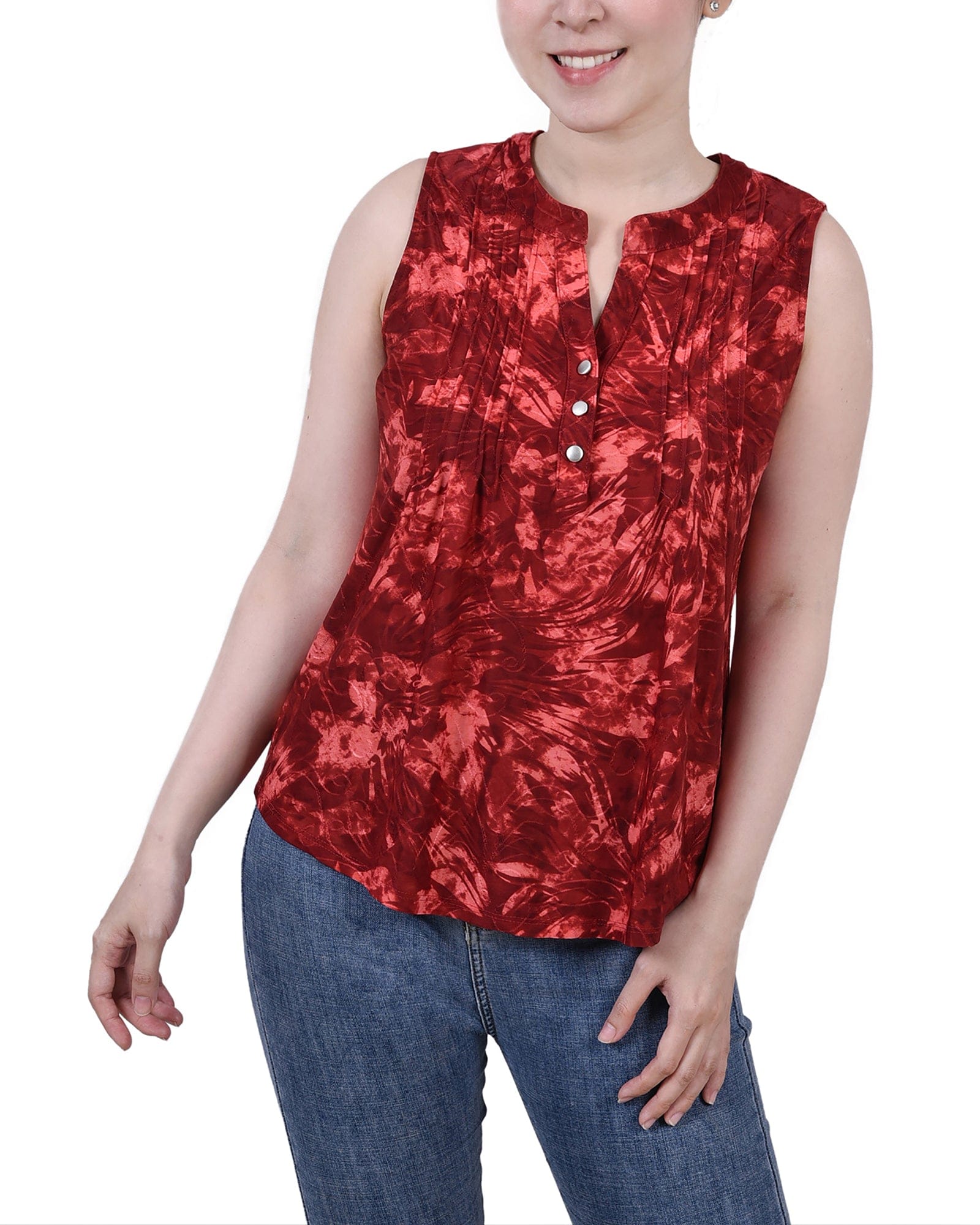 Petite Sleeveless Jacquard Y Neck Top thumbnail 4