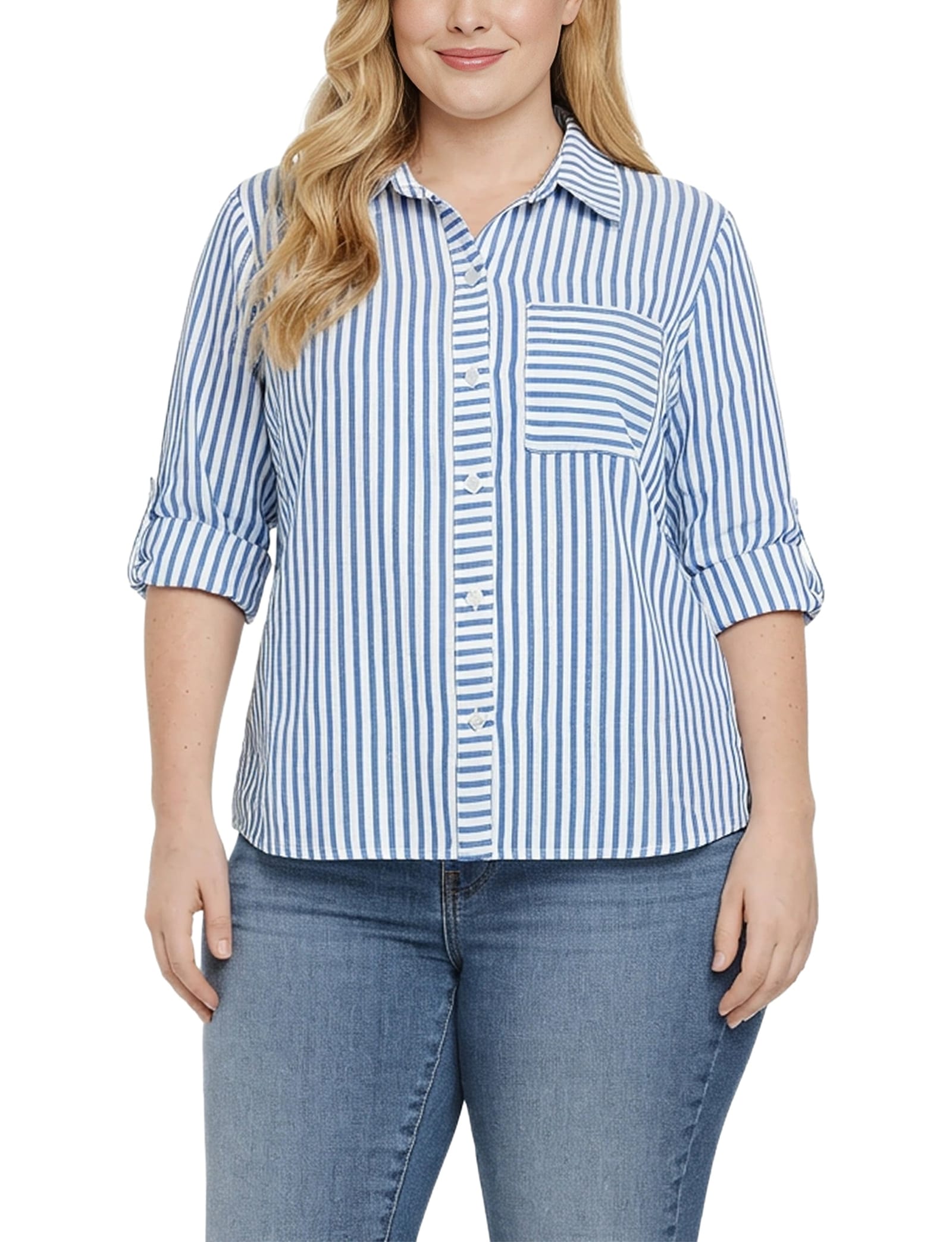White Victoria Blue Stripe / 1x