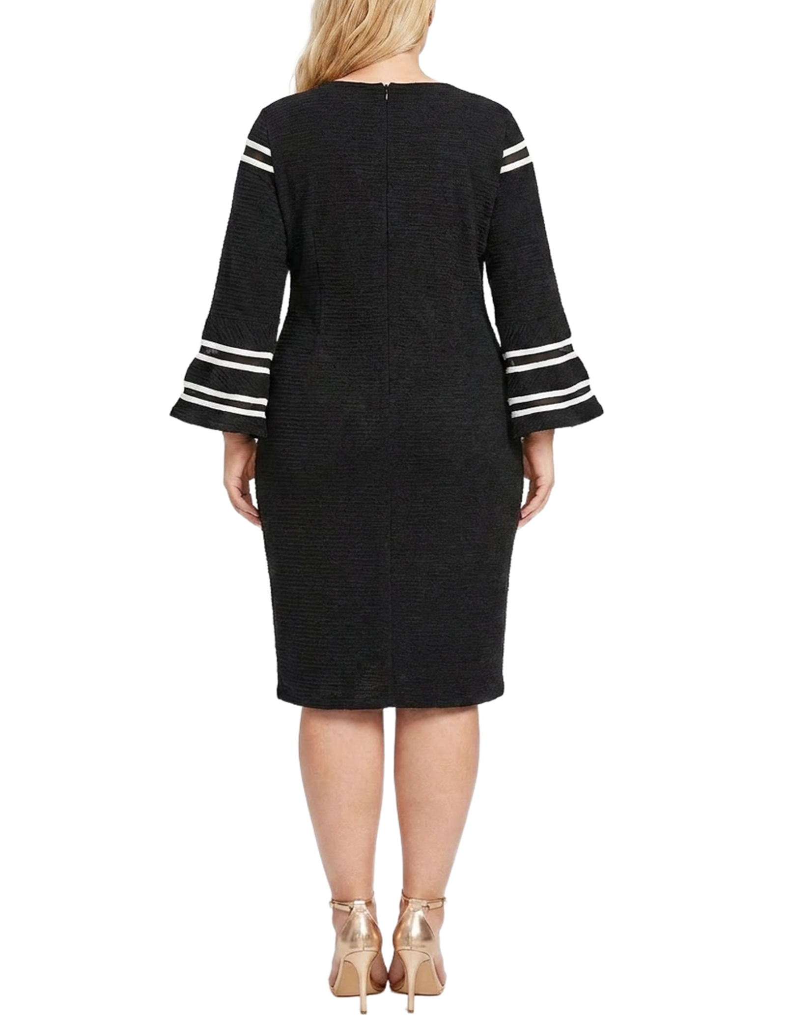 Plus Size Long Bell Sleeve Dress with Contrast Striping thumbnail 3