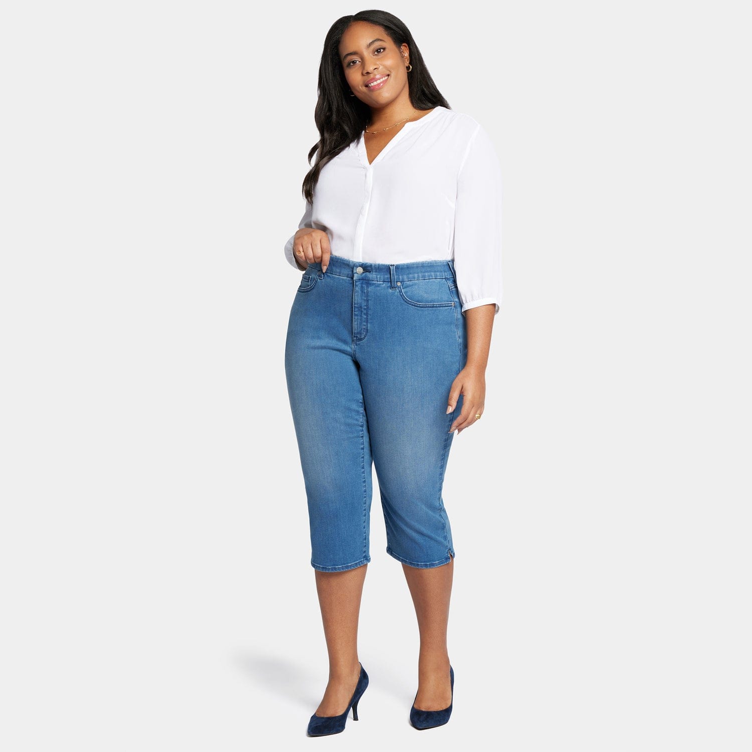 Waist-Match Slim Straight Crop Jeans in Plus Size thumbnail 3