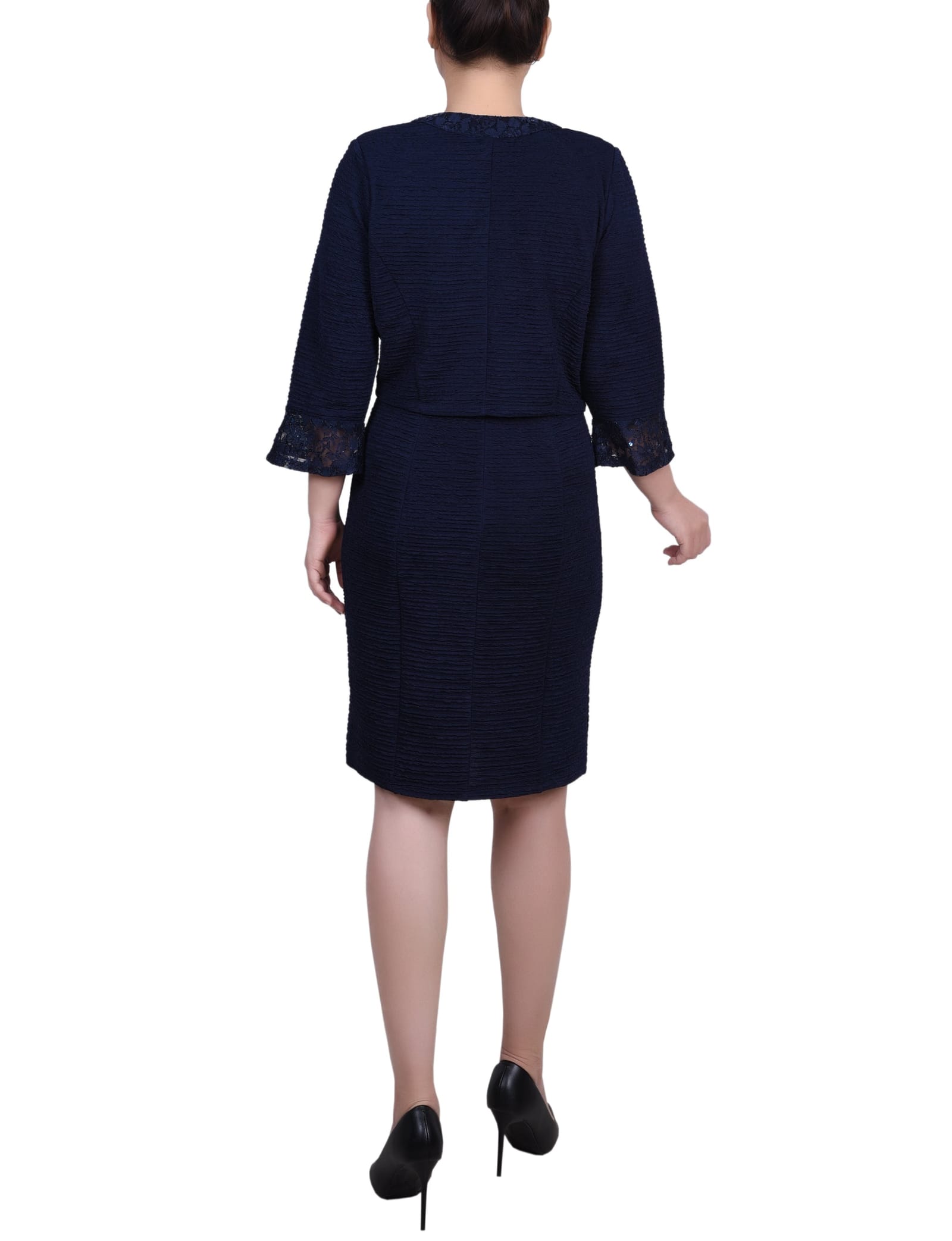 Two Piece Novelty Knit and Lace Dress Set thumbnail 4