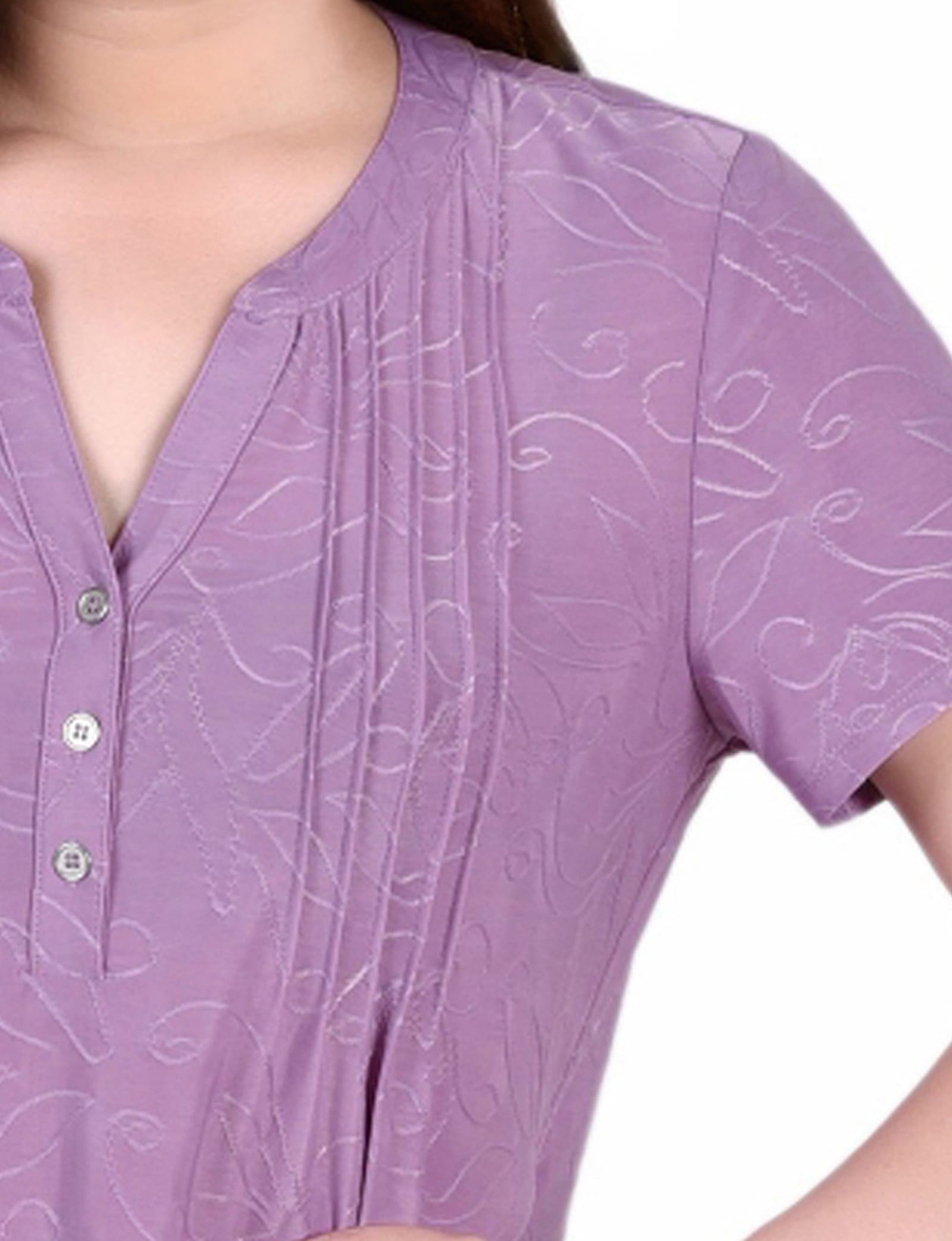Petite Short Sleeve Y Neck Jacquard Knit Top thumbnail 3