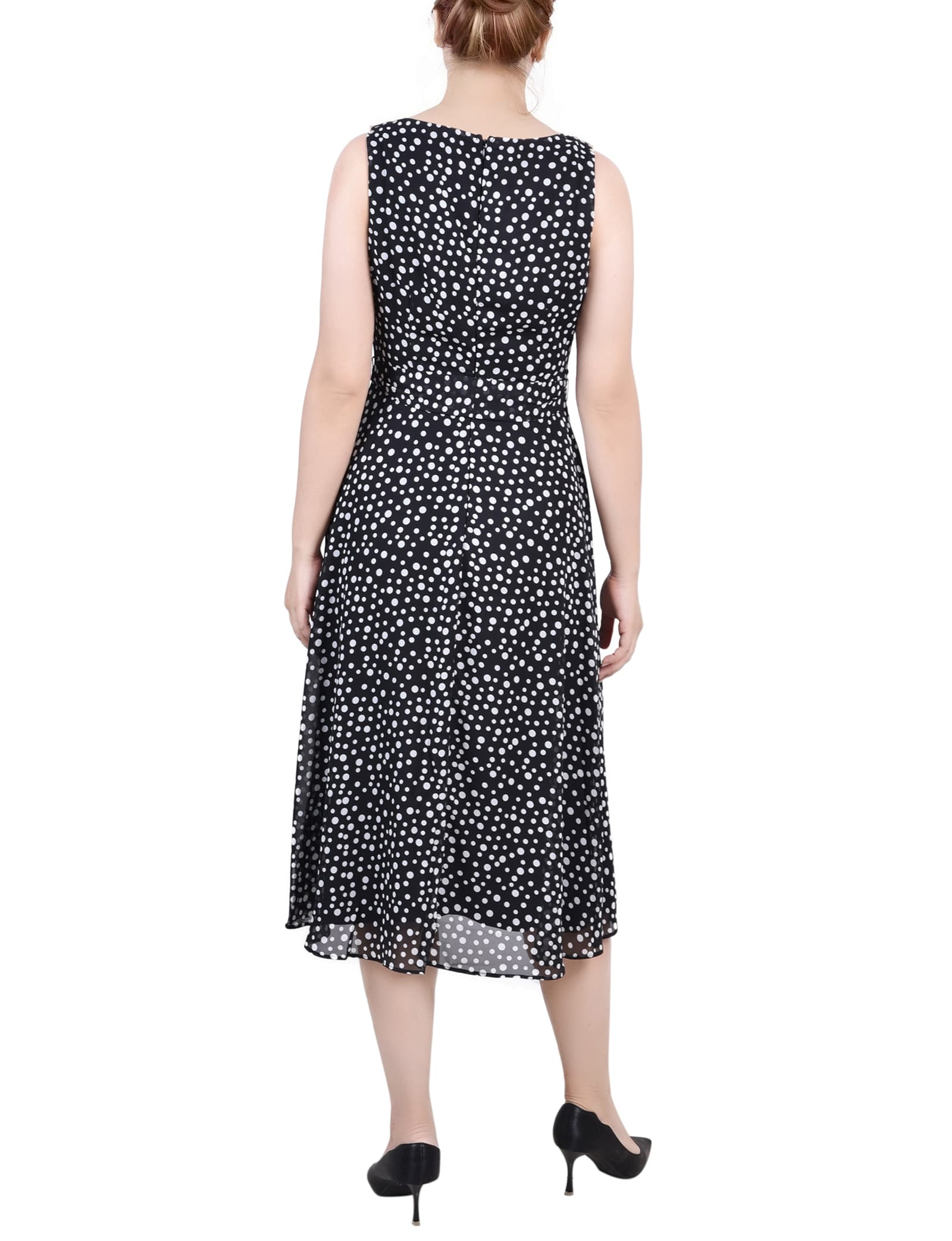 Petite Sleeveless Chiffon Belted Dress thumbnail 3